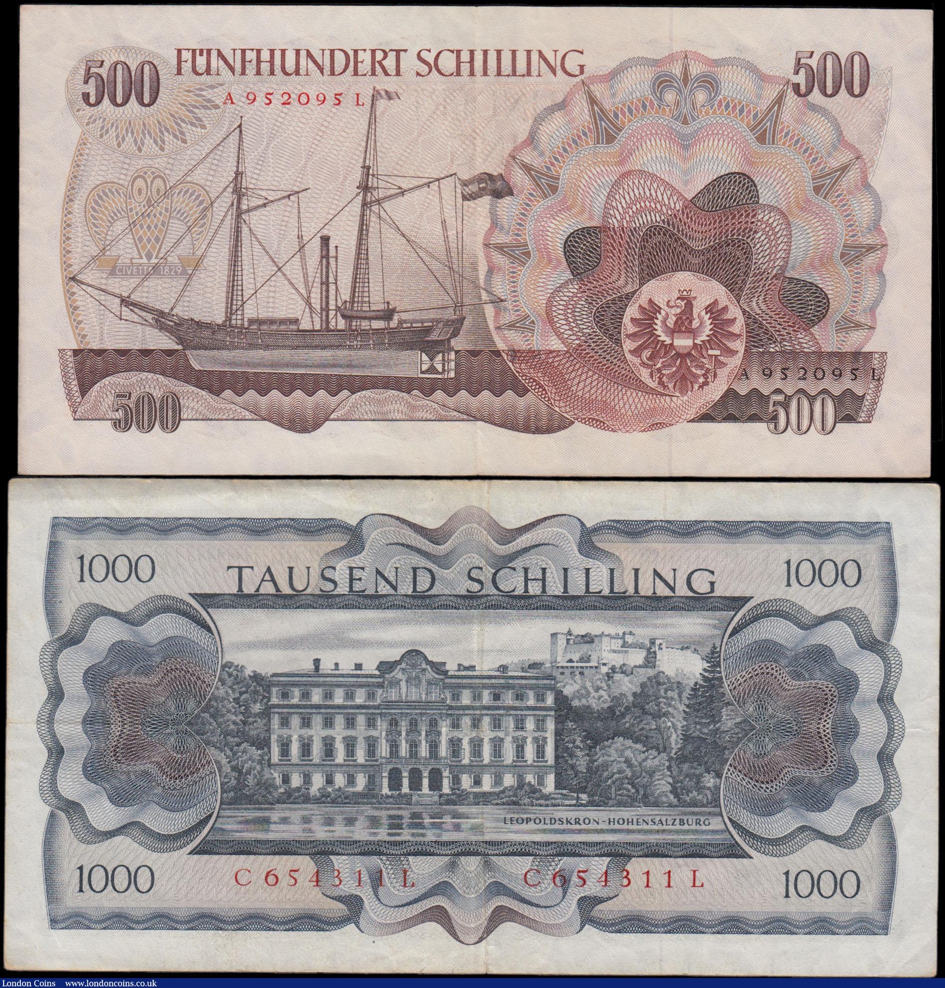 London Coins : A170 : Lot 135 : Austria Oesterreichische National bank (2) a pair of high denomination notes for their series, both ...