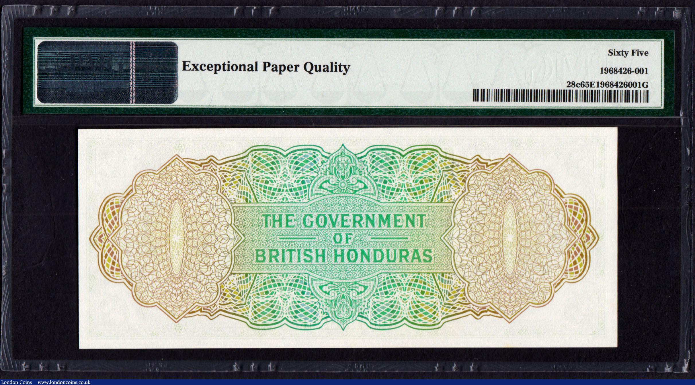 London Coins : A170 : Lot 140 : British Honduras Government 1 Dollar Pick 28c dated Belize 1st January 1973 serial number G/6 733867...