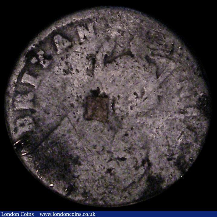 London Coins : A170 : Lot 1464 : Farthing 1685 James II Tin issue, the last digit just visible on the edge, the edge reading only par...