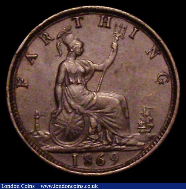 Farthing 1869 Freeman 522 dies 3+B, NEF scarce : English Coins : Auction 170 : Lot 1498