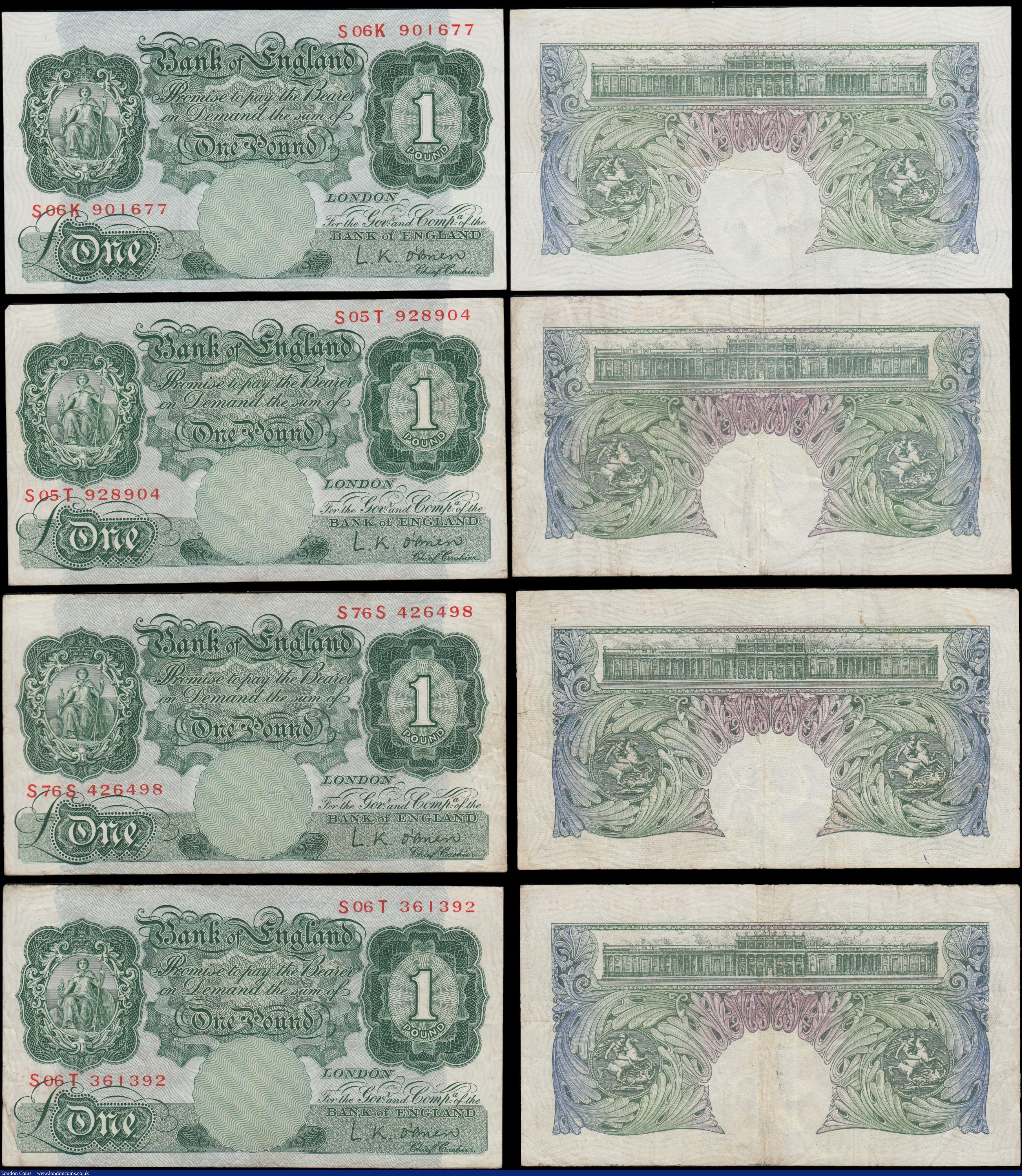 London Coins : A170 : Lot 15 : Bank of England (7) a selection of various O'Brien 10 Shillings and 1 Pounds circa 1955-60'...