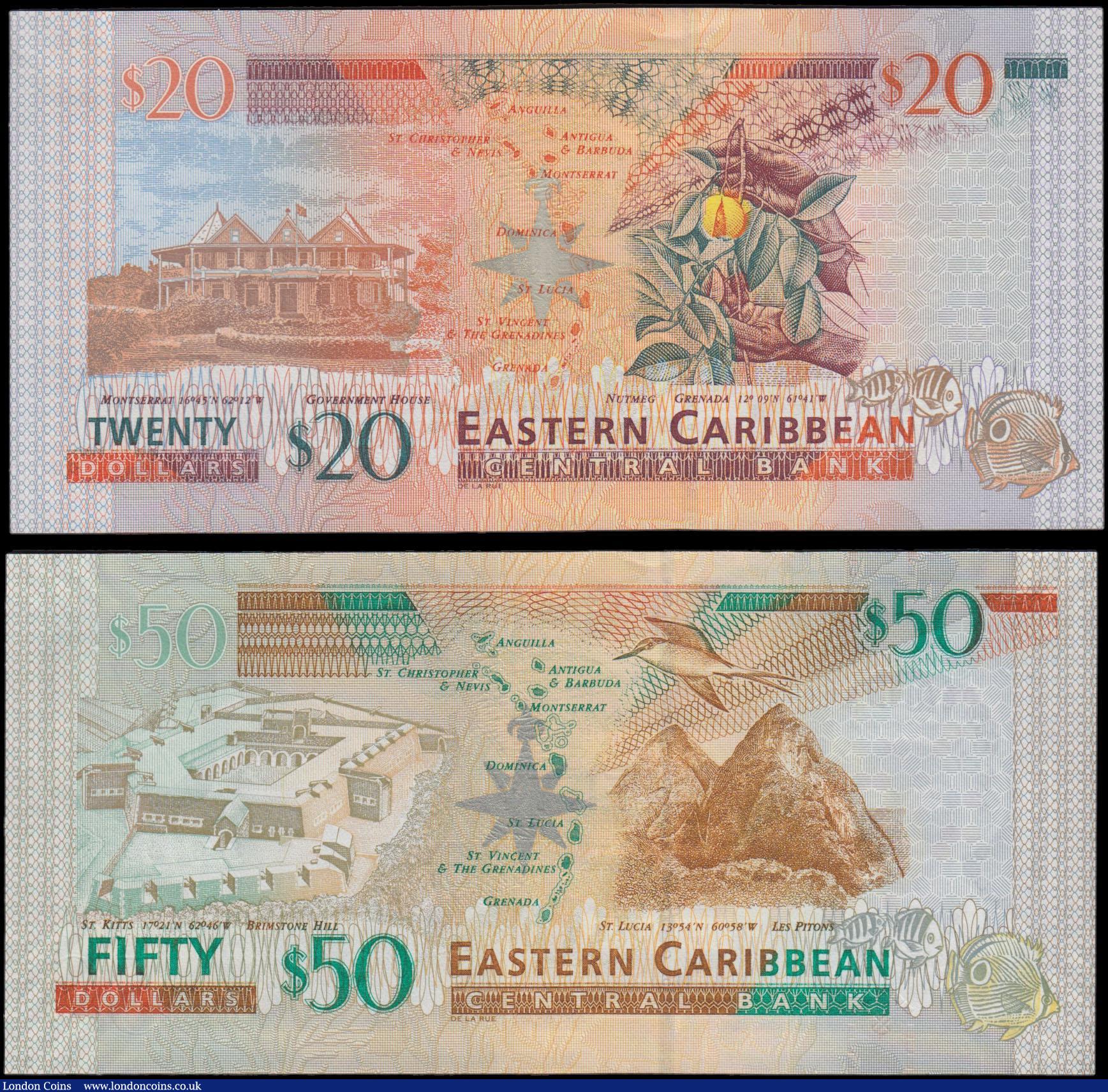 London Coins : A170 : Lot 153 : Eastern Caribbean (2) a high grade QE2 portrait pair, UNC or near so, consisting of a 20 Dollars Pic...