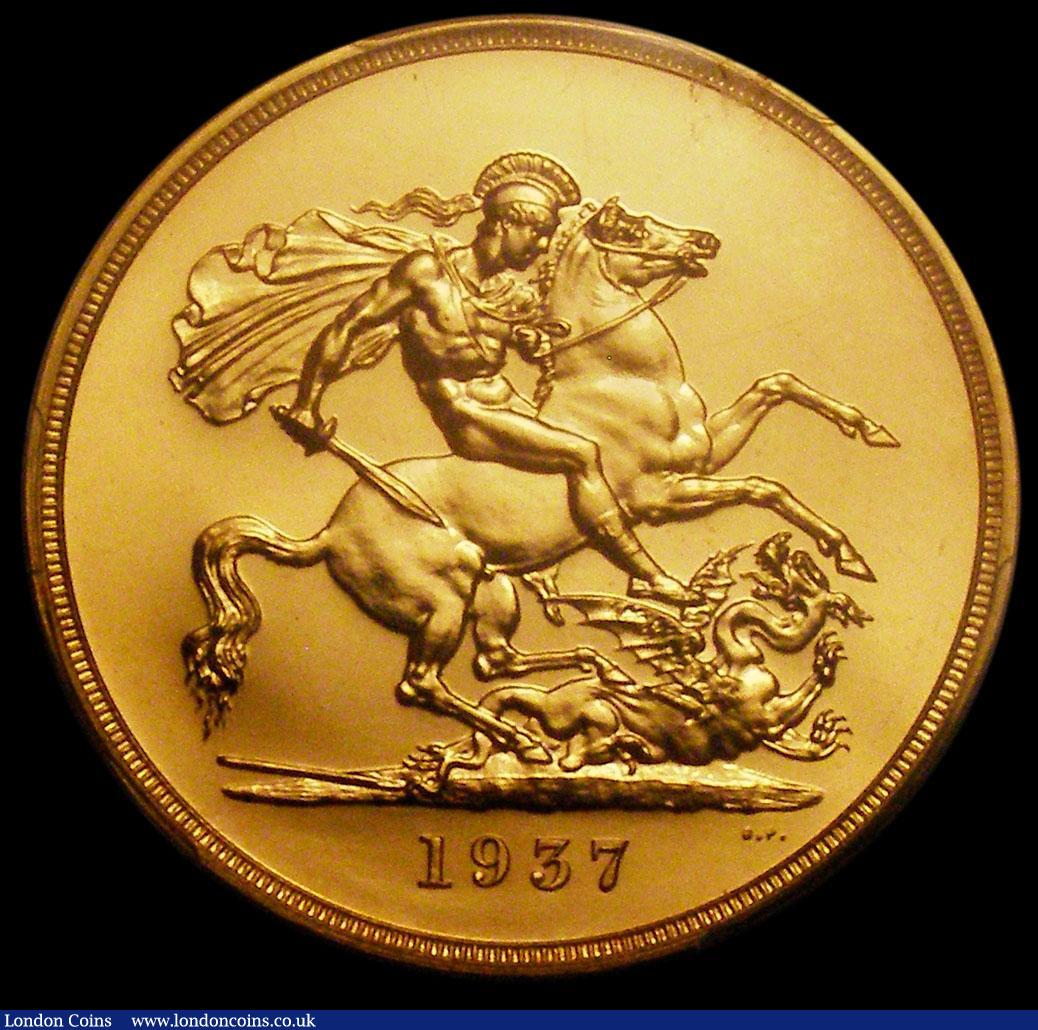 London Coins : A170 : Lot 1533 : Five Pounds 1937 Gold Proof S.4074 in a PCGS holder and graded PR64, an ever-popular issue from the ...