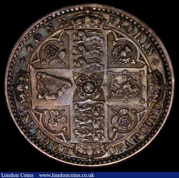 Florin 1849 WW obliterated by linear circle, ESC 802A, Bull 2816 NEF with some contact marks, the obverse with a slightly uneven tone : English Coins : Auction 170 : Lot 1537