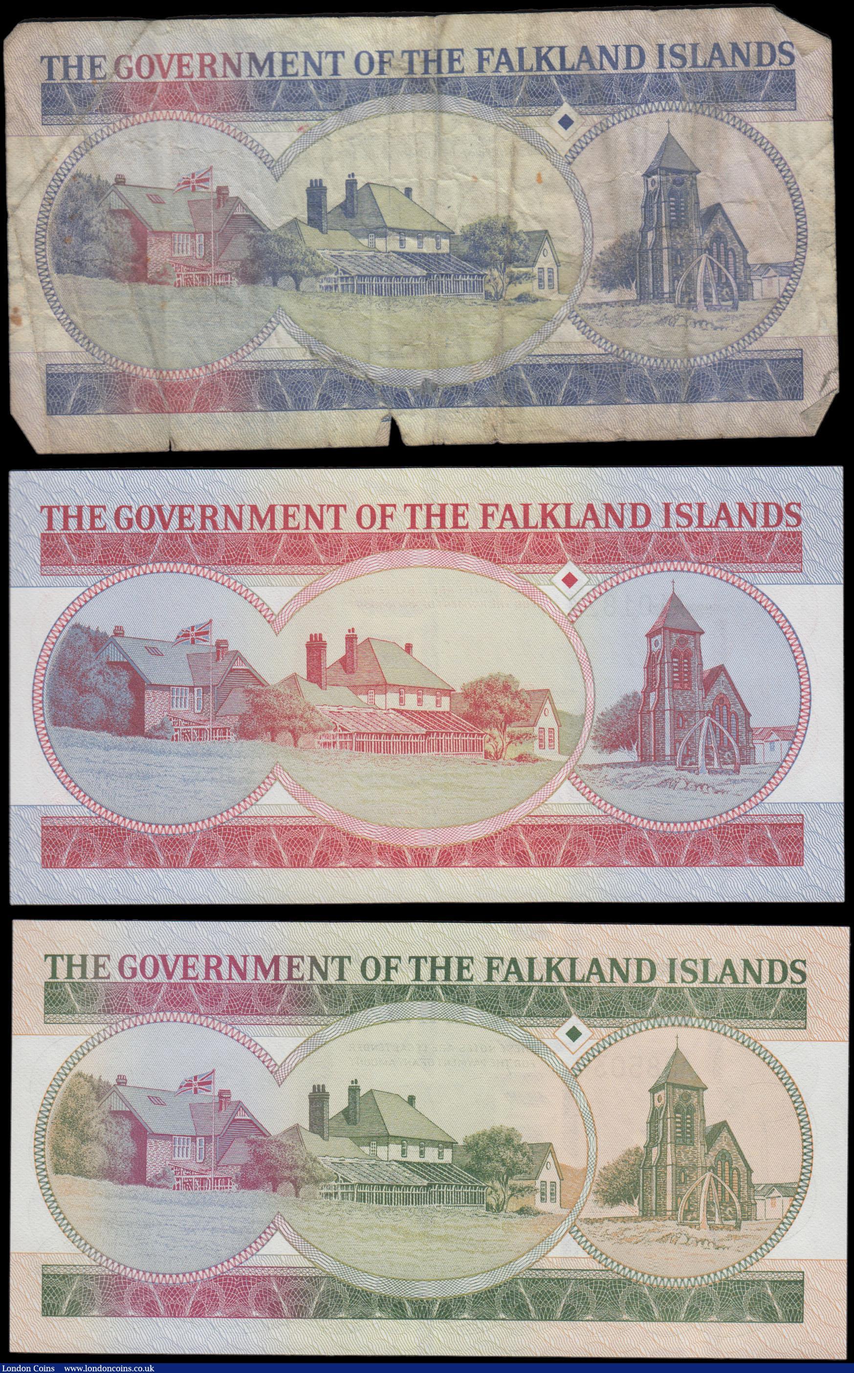 London Coins : A170 : Lot 159 : Falkland islands (3) a mostly high grade QE2 portrait signature H. T. Rowlands trio, about UNC - UNC...