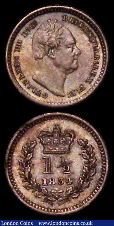 Groat 1844 ESC 1939, Bull 3336 EF/GEF the reverse lightly toned, the obverse with a small tone spot on the rim, Threehalfpence 1834 ESC 2250, Bull 2539 UNC or near so with a subtle and attractive golden tone : English Coins : Auction 170 : Lot 1598