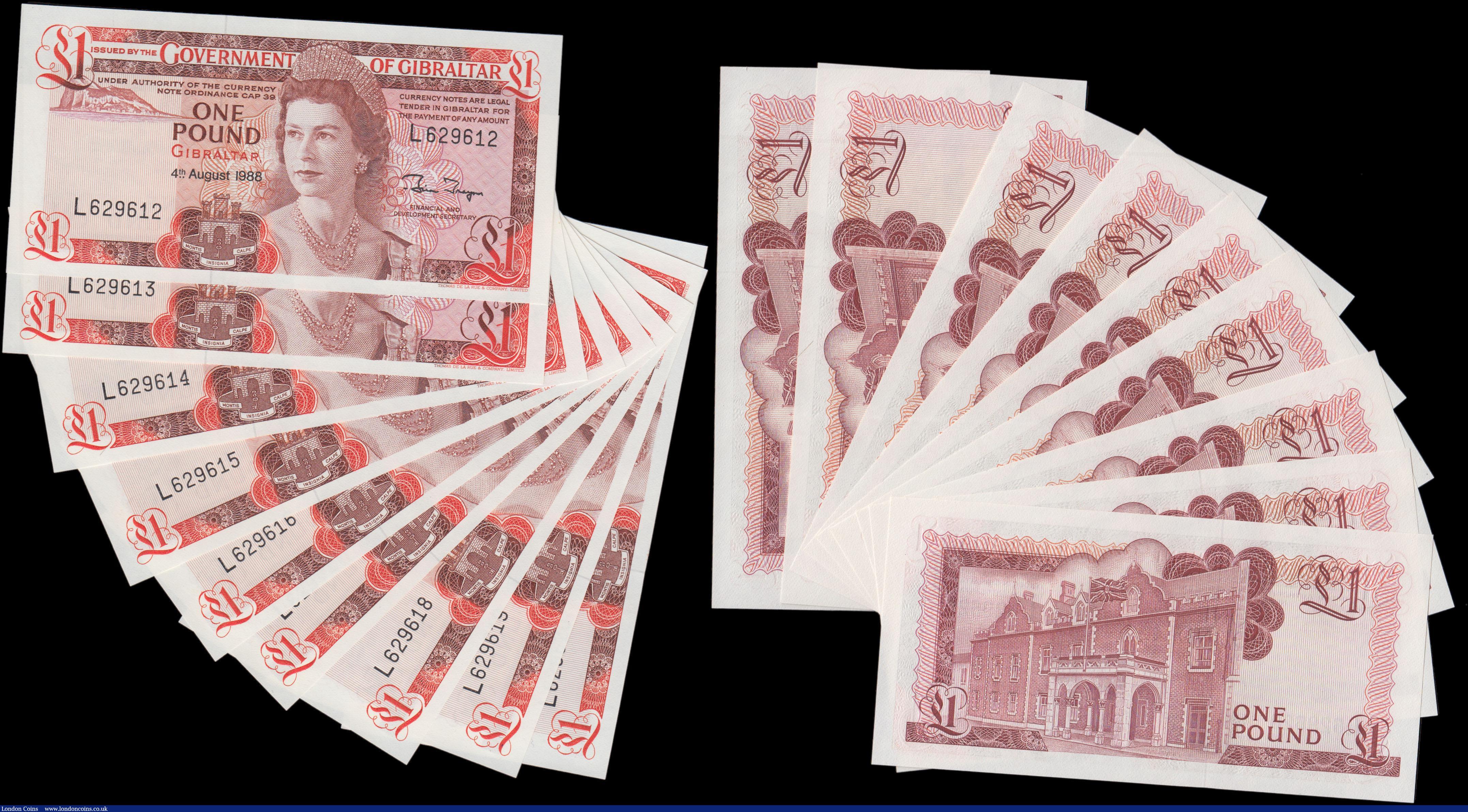 London Coins : A170 : Lot 166 : Gibraltar (23) a high grade about UNC - UNC selection of 2 closely numbered consecutive sets of 1 Po...