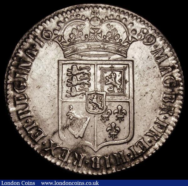 Halfcrown 1689 First Shield, No frosting, with pearls, ESC 507, Bull 835 GVF with a scratch on the drapery : English Coins : Auction 170 : Lot 1690