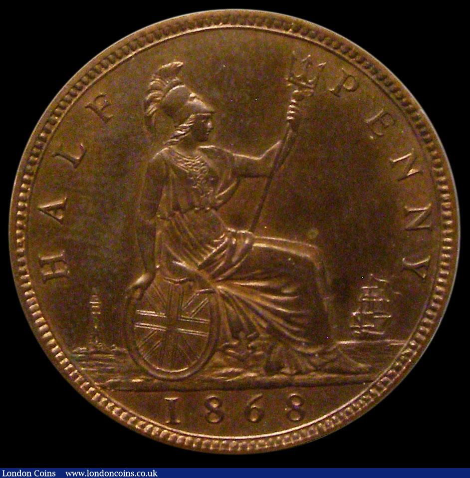London Coins : A170 : Lot 1875 : Halfpenny 1868 Bronze Proof Freeman 305 dies 7+G nFDC with traces of lustre in an LCGS holder and gr...
