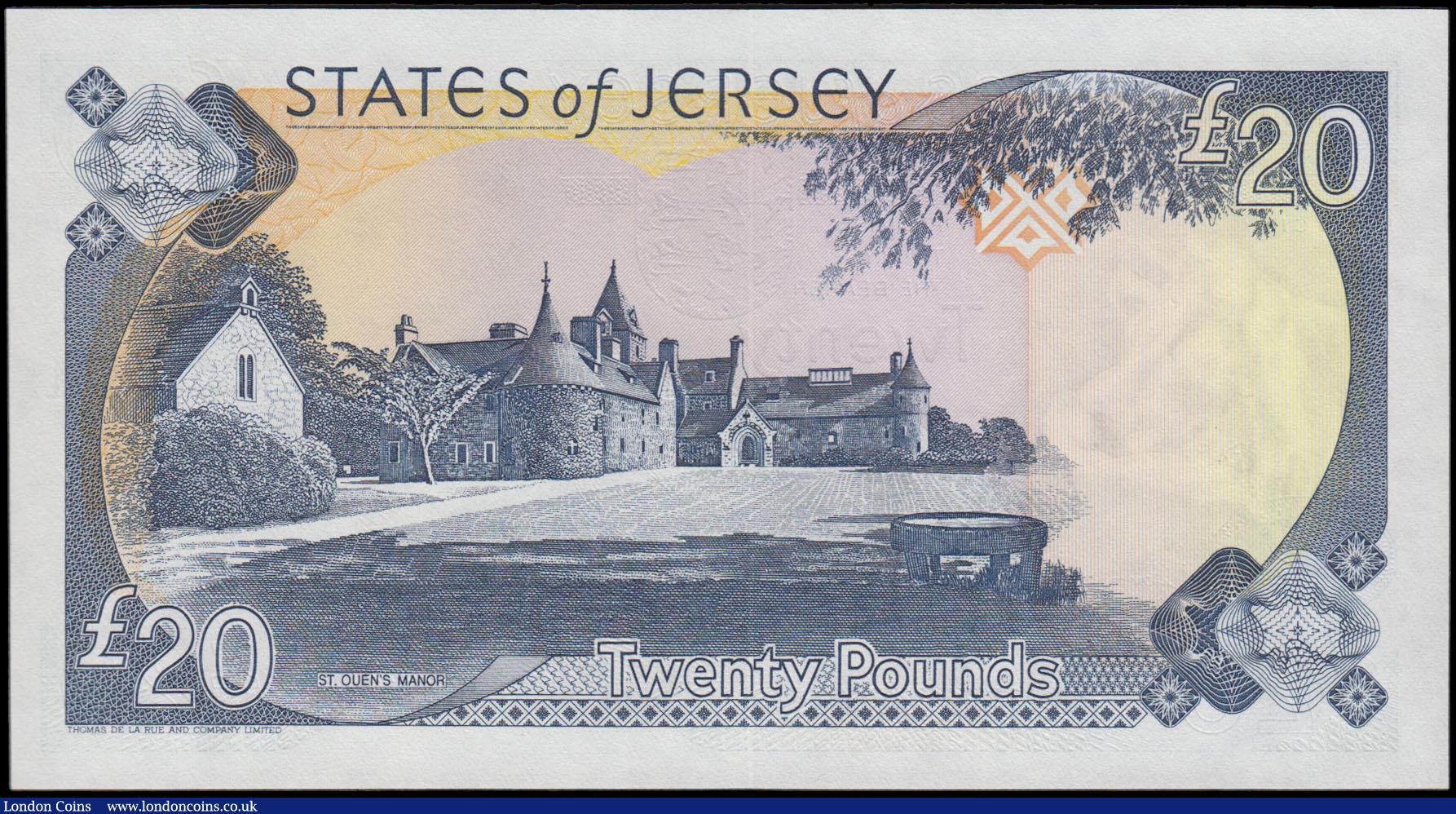 London Coins : A170 : Lot 209 : Jersey 20 Pounds Pick 29 (BY JE43b) ND 2000 signature Ian Black and a FIRST prefix LOW number for th...