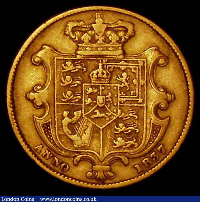 London Coins : A170 : Lot 2146 : Sovereign 1837 as Marsh 21 with NO and 37 both double struck on the reverse, Near Fine/About Fine, a...