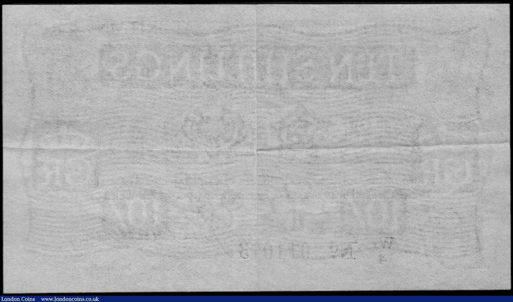 London Coins : A170 : Lot 24 : Ten Shillings Bradbury Second issue T13.2 Waterlow Red Six digit serial prefix Letter & small nu...