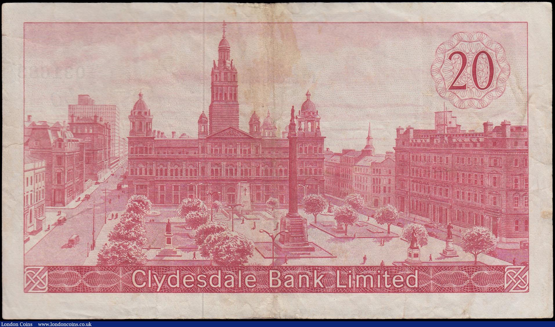 London Coins : A170 : Lot 244 : Scotland Clydesdale Bank Limited Seventh issue Celtic design 20 Pounds Pick 200 (BY SC323; PMS CL33)...