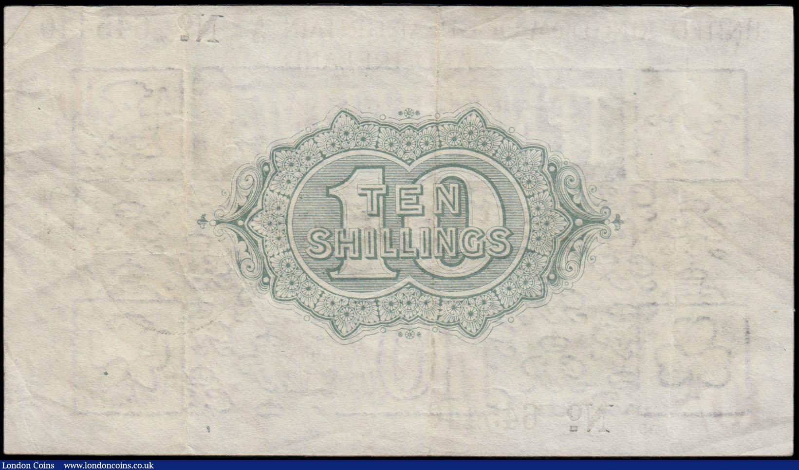 London Coins : A170 : Lot 26 : Ten Shillings Bradbury Third issue T18 Waterlow Bros & Layton photogravure print Dash in No. Bro...