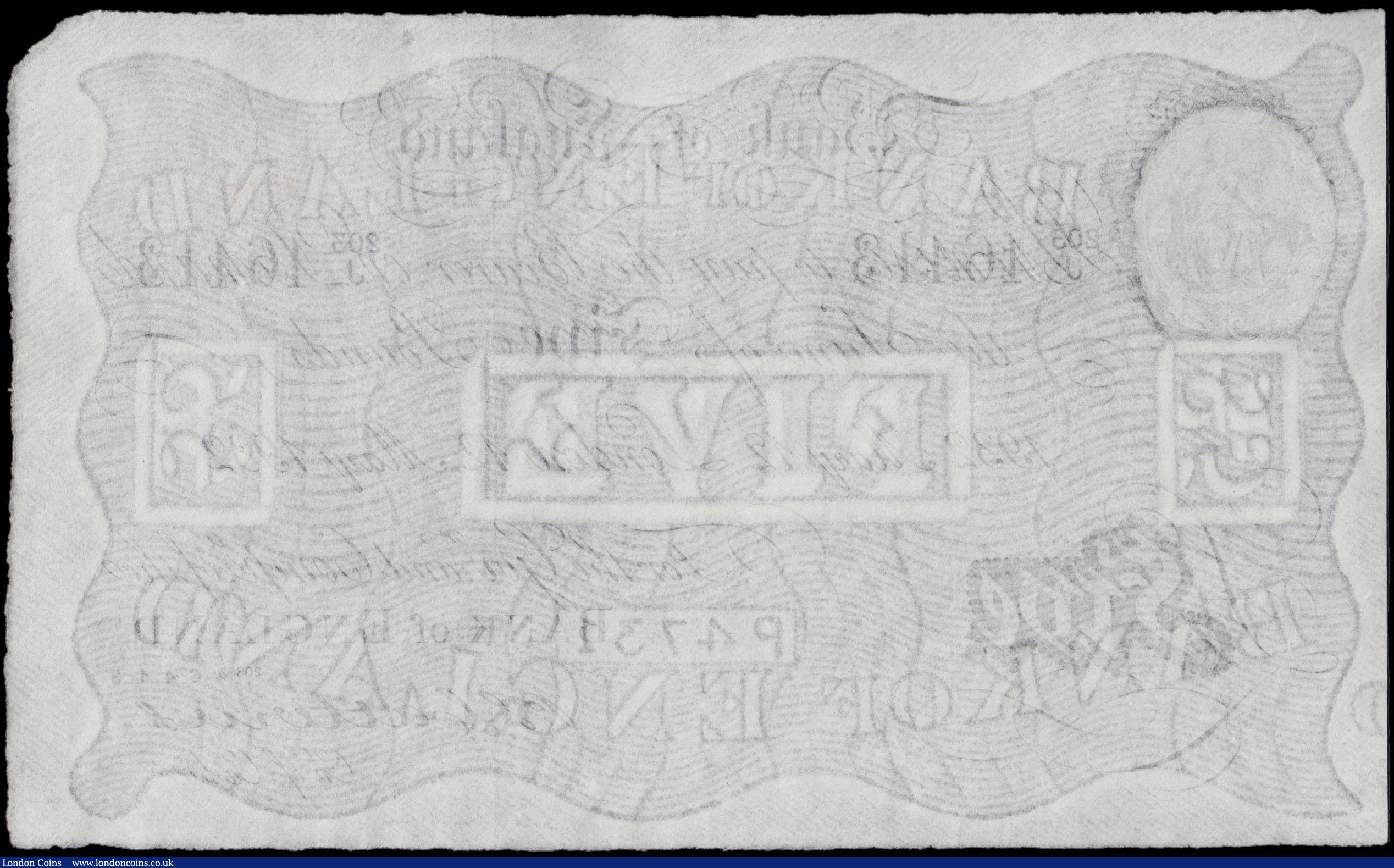 London Coins : A170 : Lot 37 : Five Pounds Catterns White note B228  dated 12th May 1932 serial number 203/J 46413 LONDON branch is...
