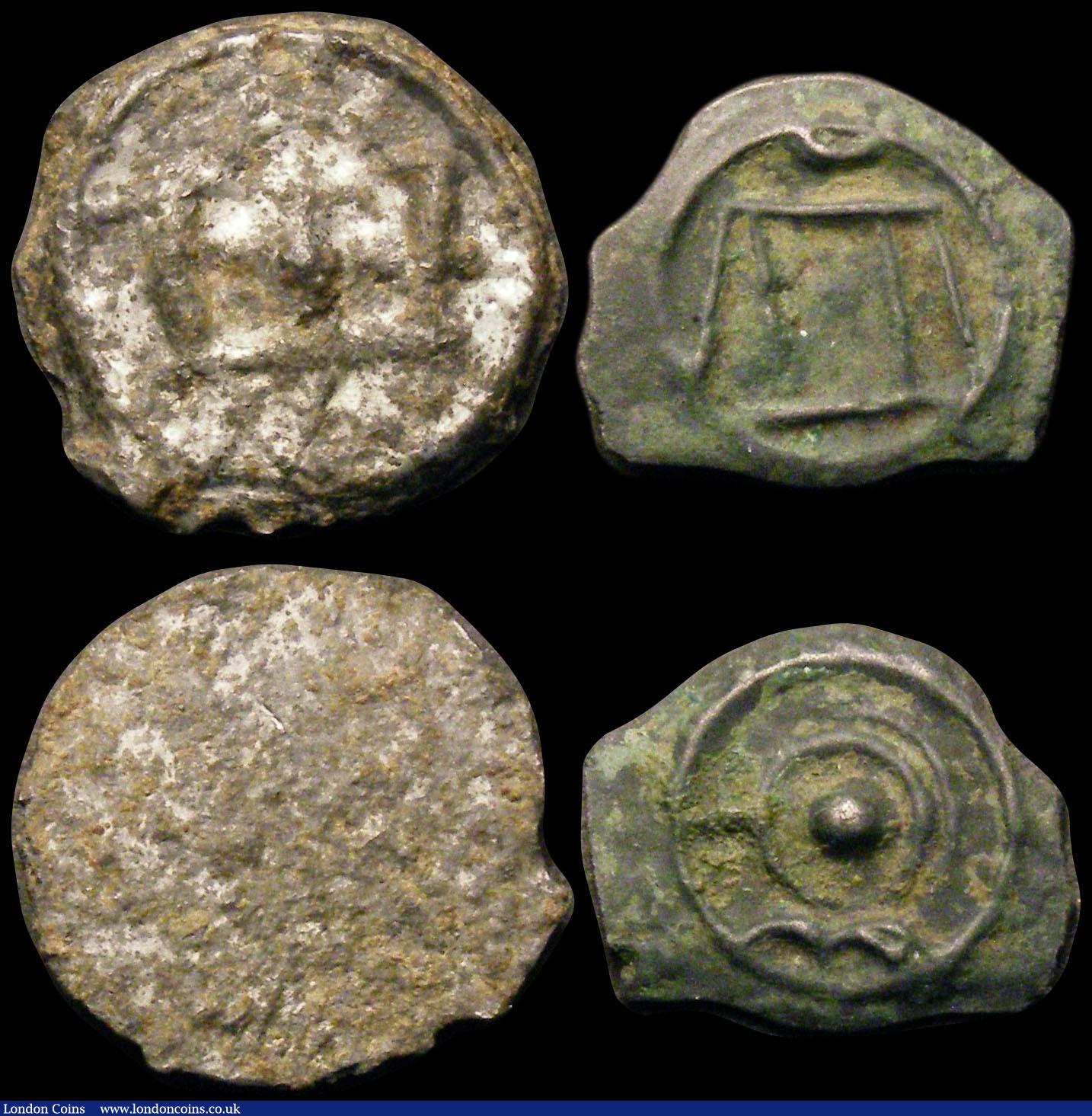 London Coins : A170 : Lot 427 : Celtic Units (4) Potin (c.120-100BC) Thurrock Butting Bull type S.62 (2), Class II type S.64 (2) one...