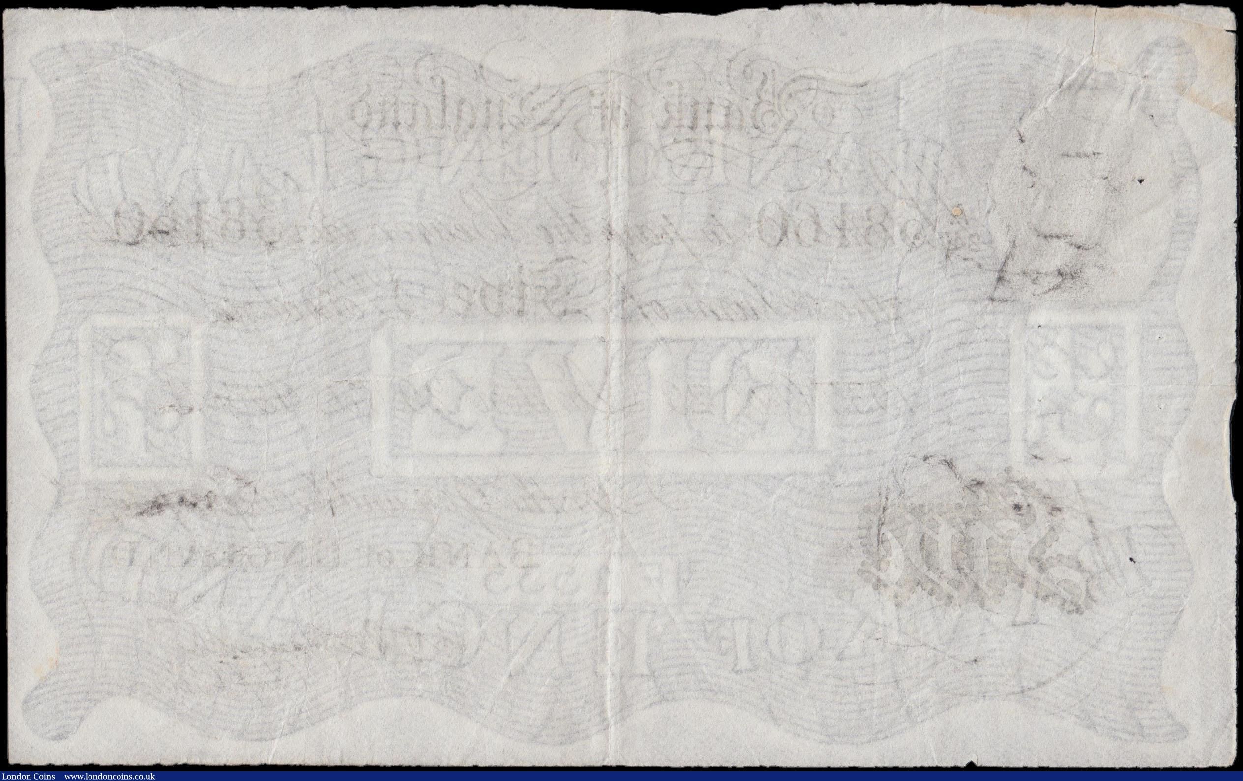 London Coins : A170 : Lot 46 : Five Pounds Peppiatt White note World War II German Operation BERNHARD forgery B241OB dated 29th Oct...