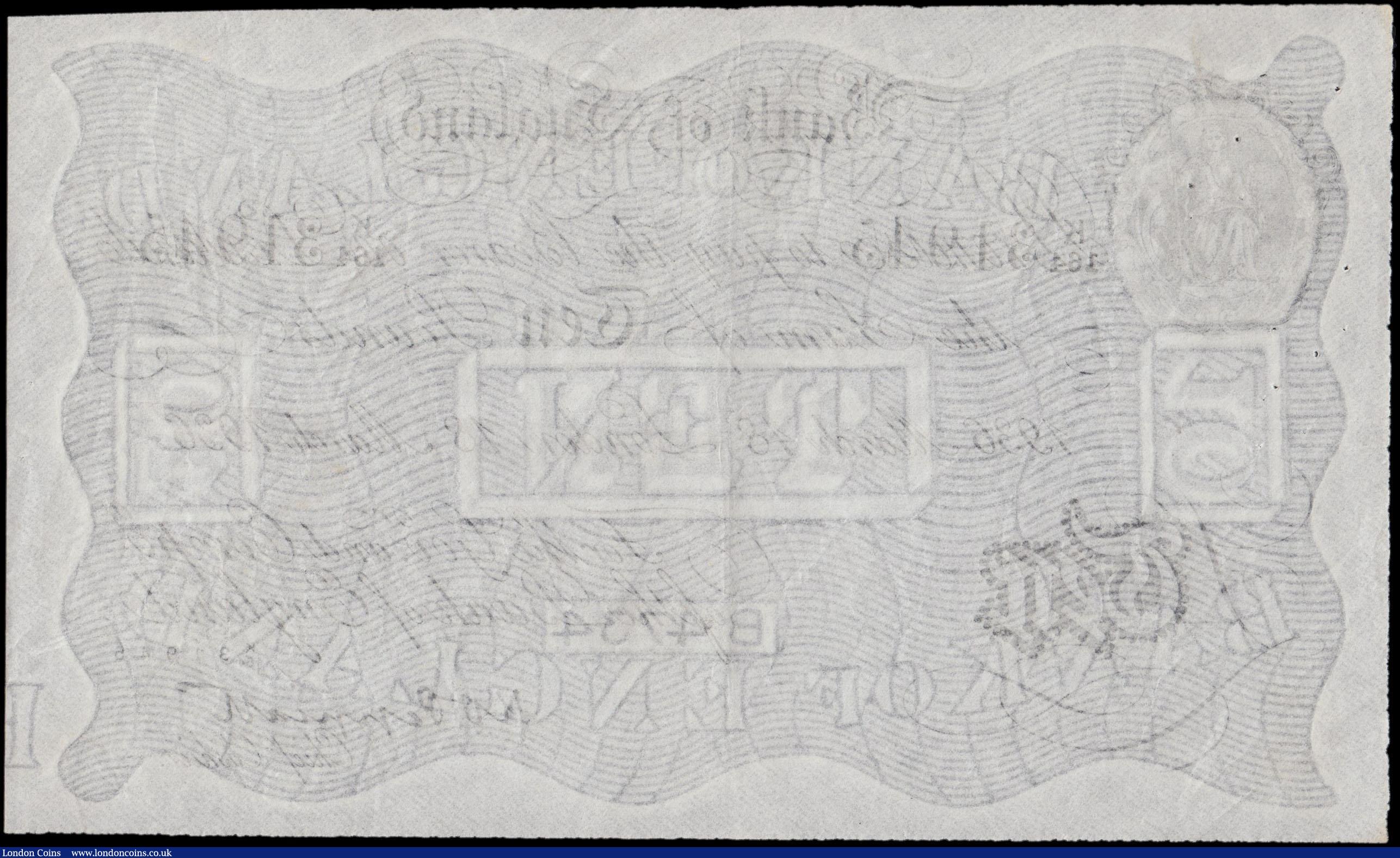 London Coins : A170 : Lot 48 : Ten Pounds Peppiatt White Note World War II German Operation BERNHARD forgery B242 dated 18th March ...