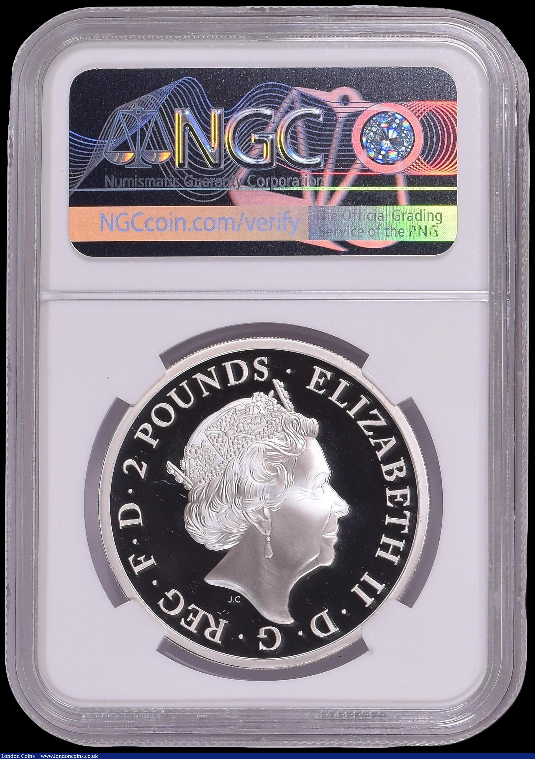 London Coins : A170 : Lot 485 : Britannia Silver Two Pounds 2018 Standing Britannia with Oriental style border , One Ounce Silver Pr...