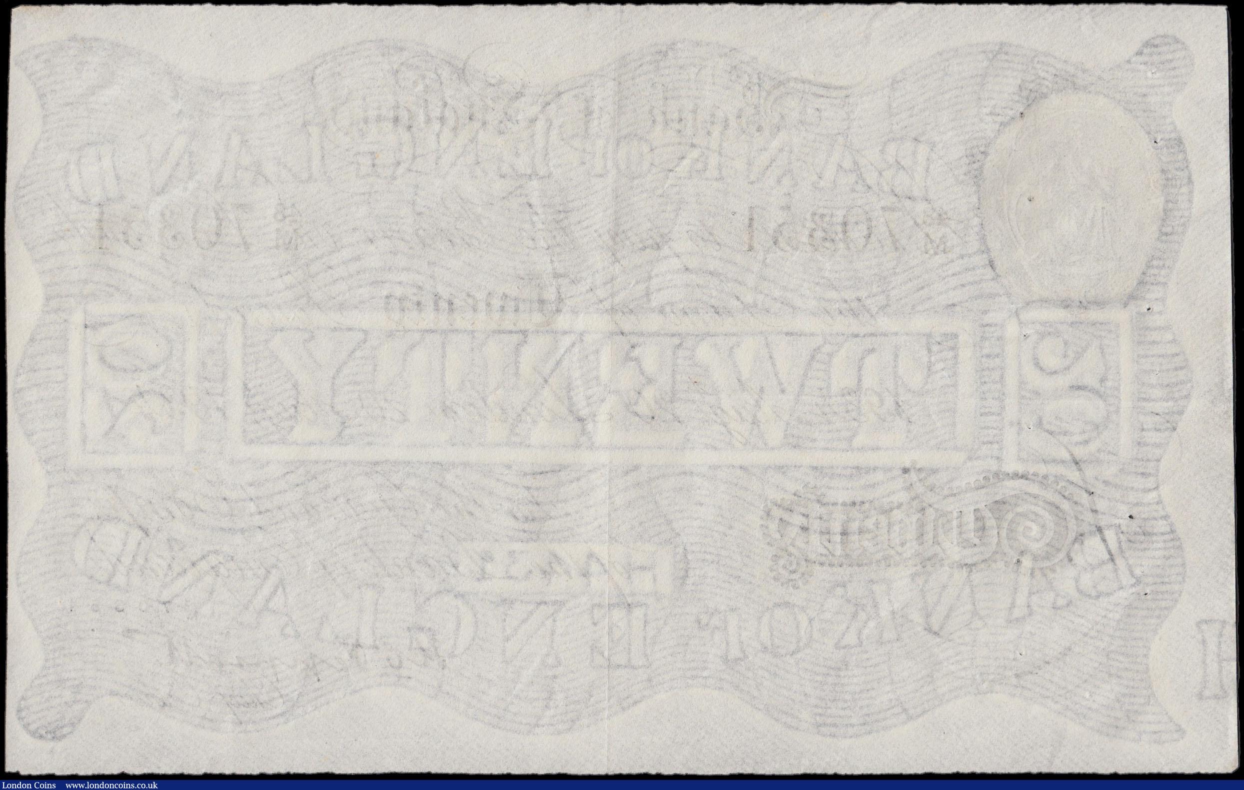 London Coins : A170 : Lot 50 : Twenty Pounds Peppiatt White note World War II German Operation BERNHARD forgery B243 dated 20th Aug...
