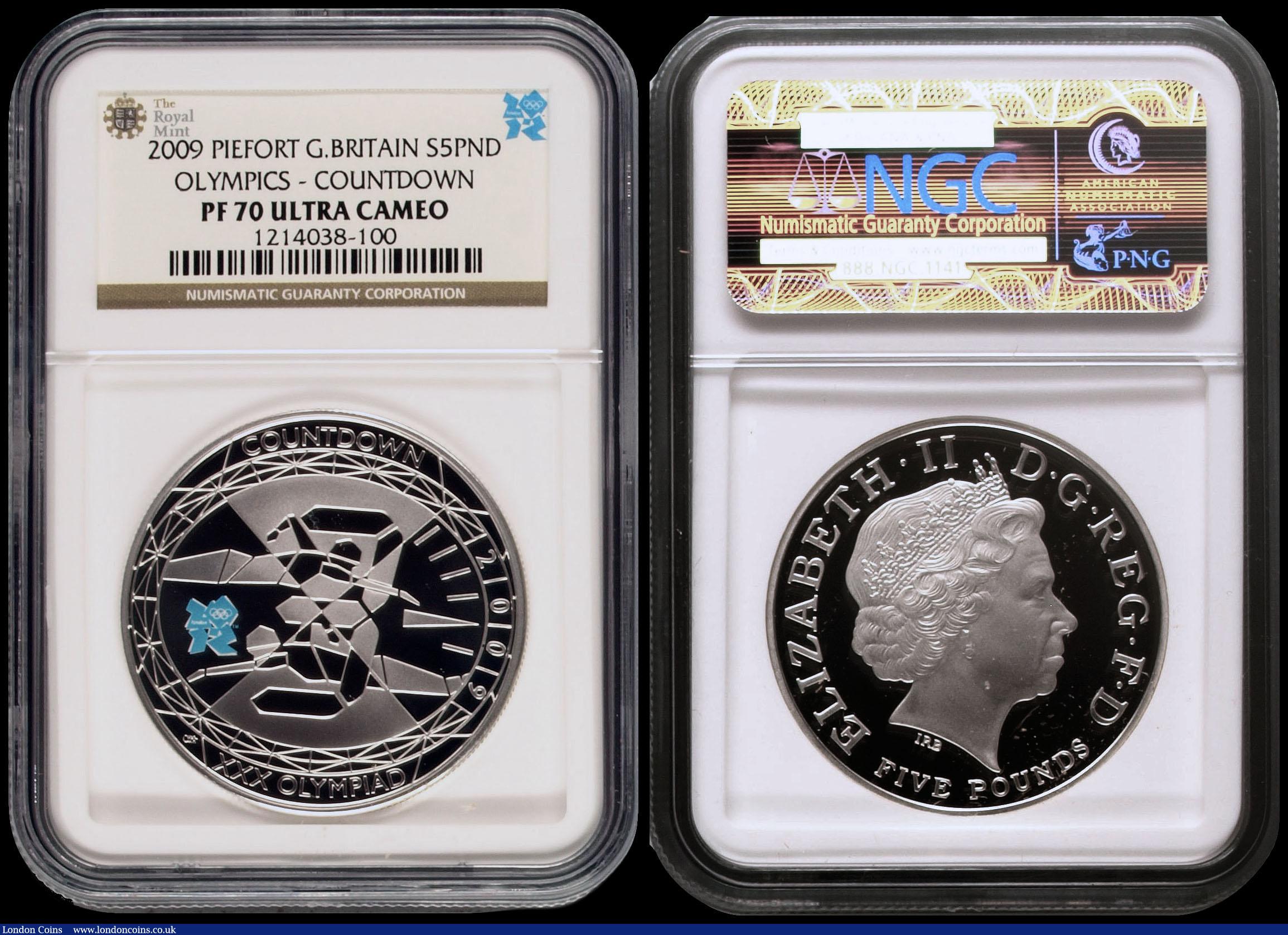 London Coins : A170 : Lot 538 : Five Pound Crowns 2009 3-Year Countdown to the London Olympics S.4920 Silver Proof Piedforts with th...