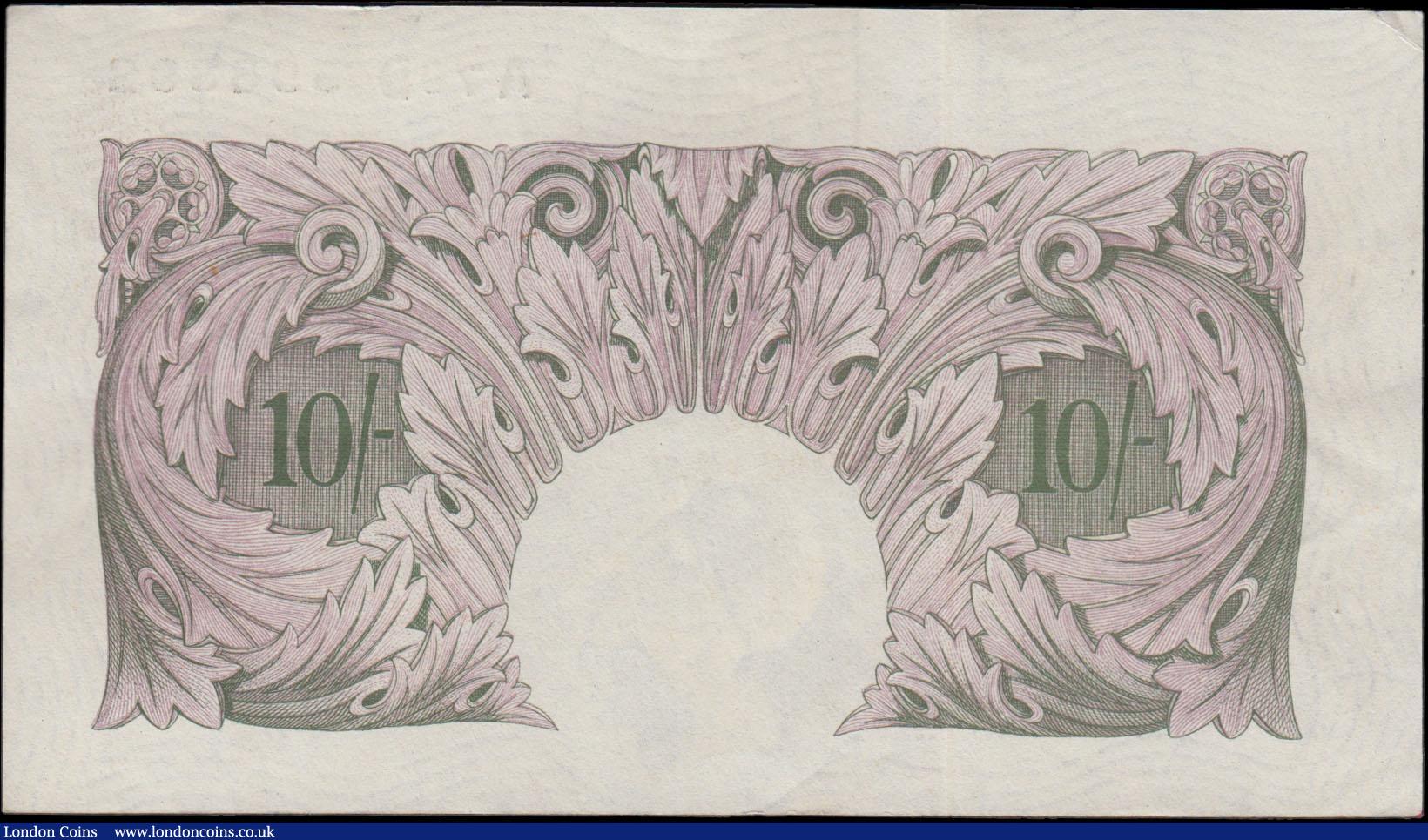 London Coins : A170 : Lot 54 : Ten Shillings Peppiatt Second Period B251 Mauve World War II Emergency issue 1940 serial number A79D...