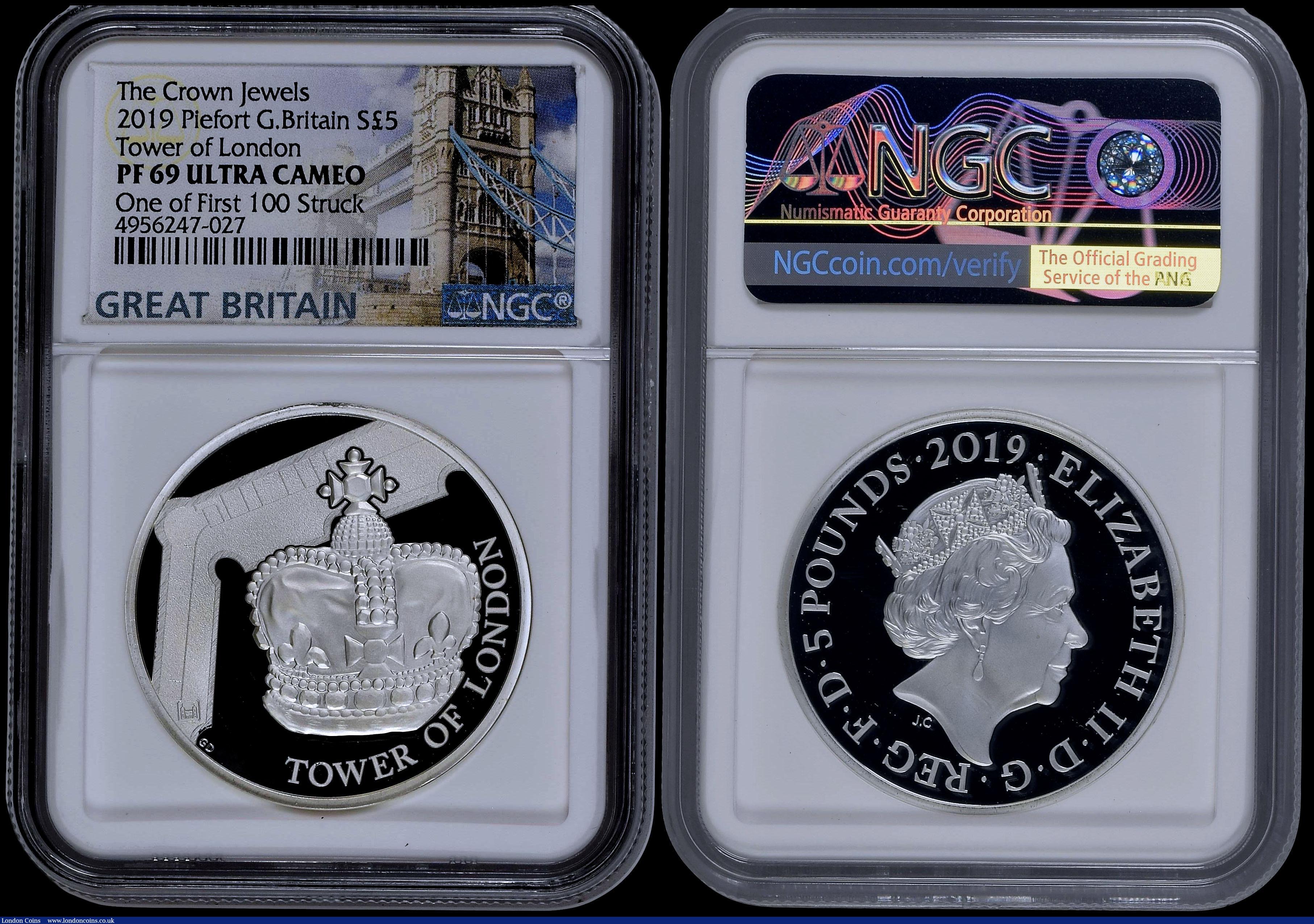 London Coins : A170 : Lot 544 : Five Pound Crowns 2019 Tower of London - The Crown Jewels S.L74 Reverse: The Crown of Mary of Modena...