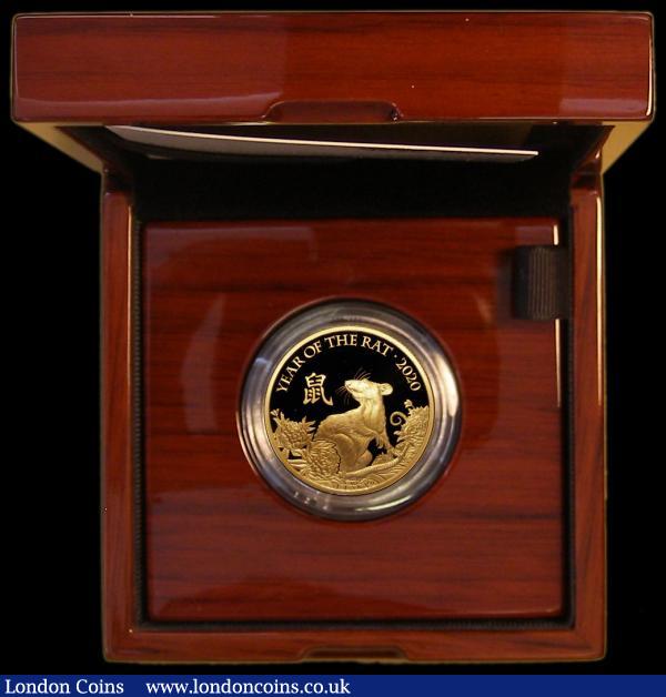 One Hundred Pounds 2020 - Chinese Lunar Year of the Rat, Shengxiao Collection, One Ounce Gold Proof S.5186 Proof FDC in the Royal Mint box of issue with certificate and booklet, with new reverse Design by P.J.Lynch, the latest gold coin in the ever-popular Shengxiao Collection : English Cased : Auction 170 : Lot 577