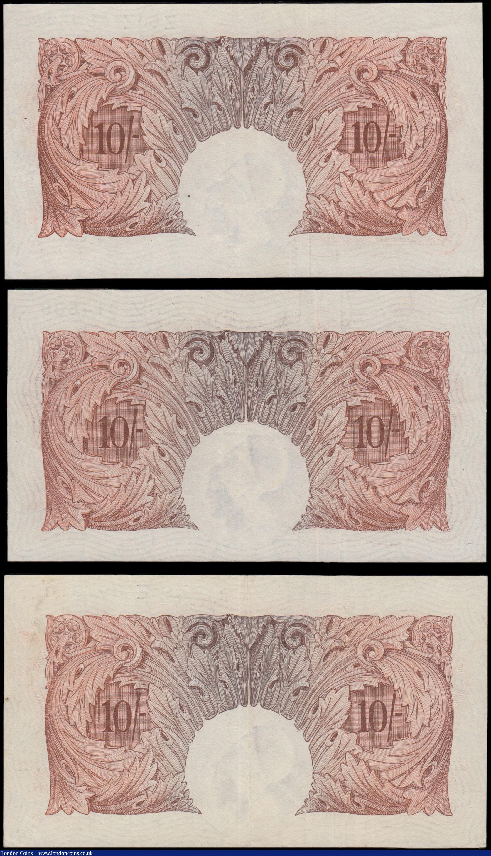 London Coins : A170 : Lot 68 : Ten Shillings Beale B266 Red-brown Britannia medallion issues 1950 (3) all with FIRST series serial ...