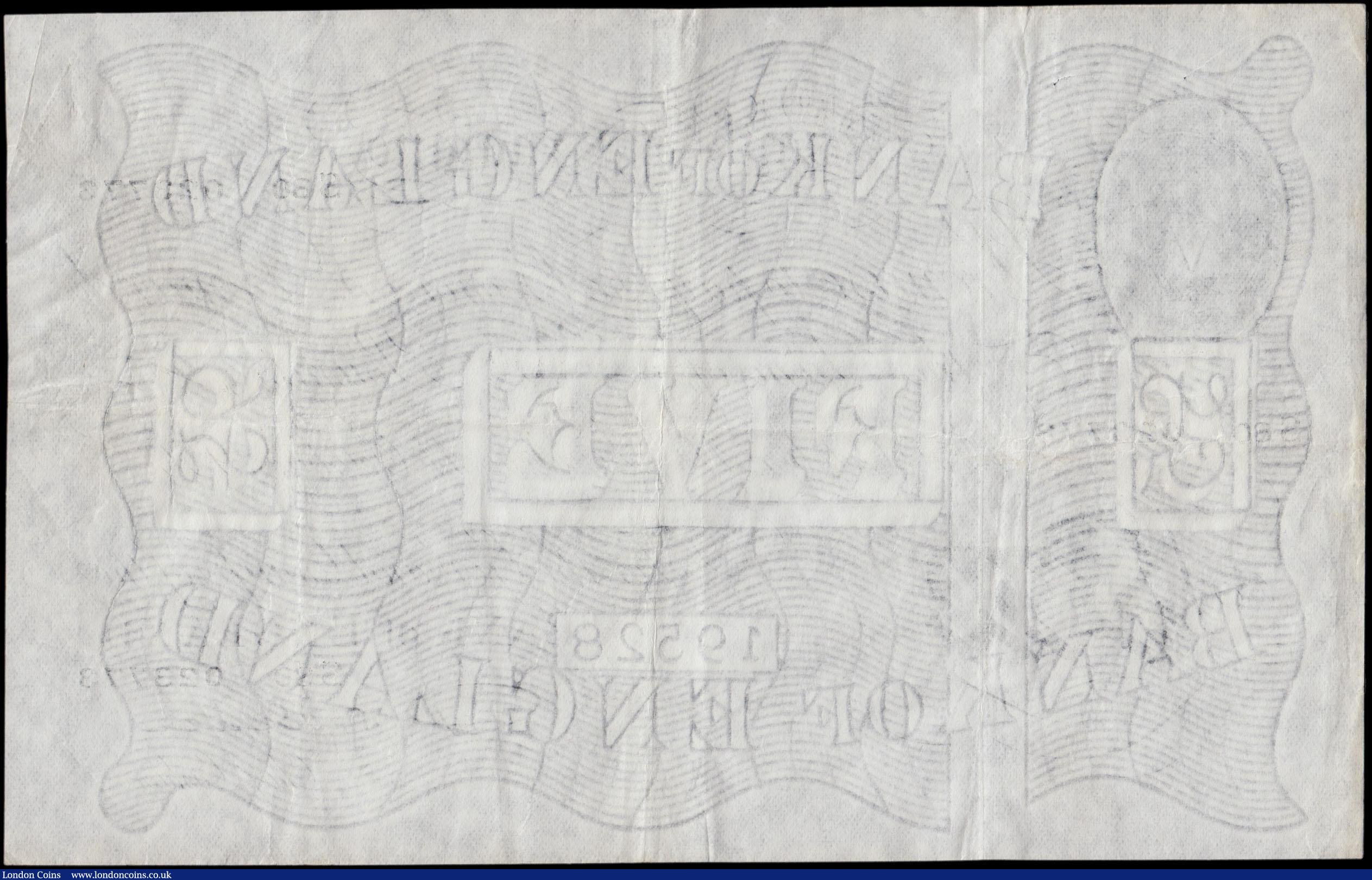 London Coins : A170 : Lot 69 : Five Pounds Beale White note B270  Thin paper Metal thread LONDON branch issue dated 11th October 19...