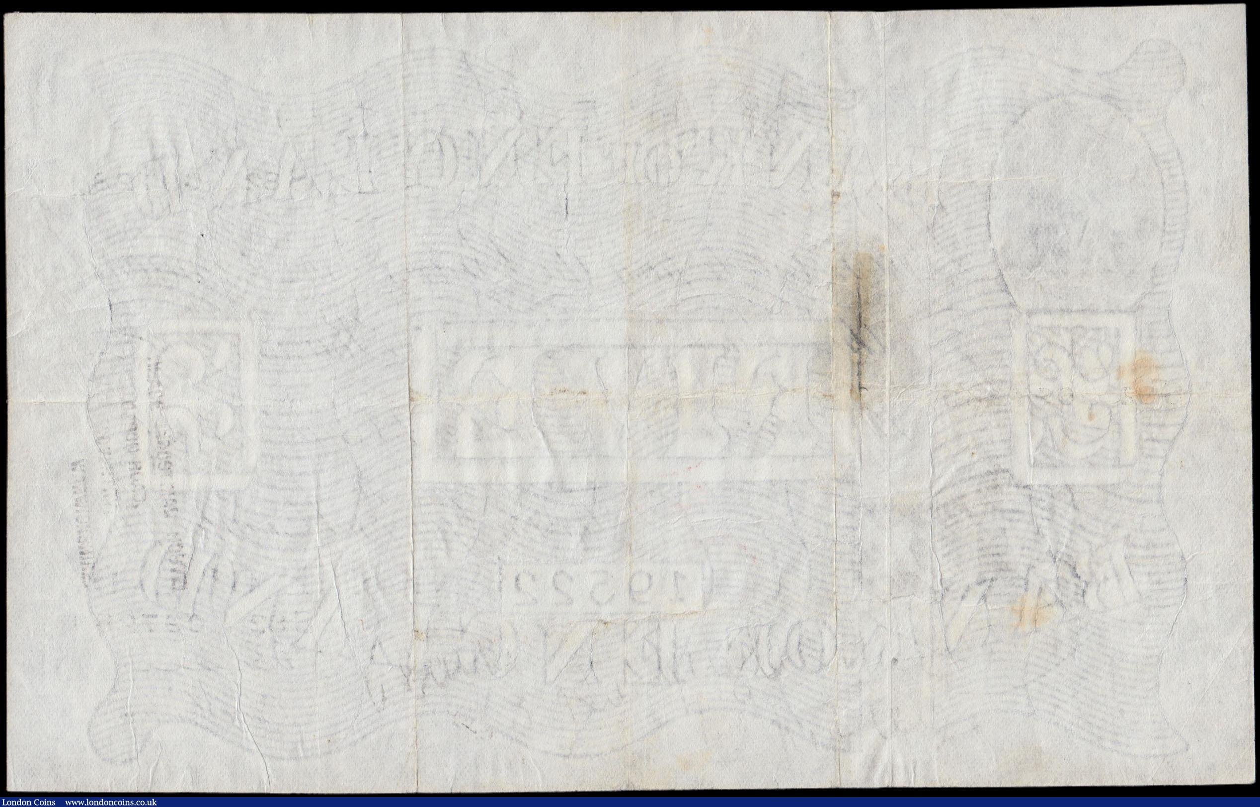 London Coins : A170 : Lot 70 : Five Pounds Beale White note B270  Thin paper Metal thread LONDON branch issue dated 13th October 19...