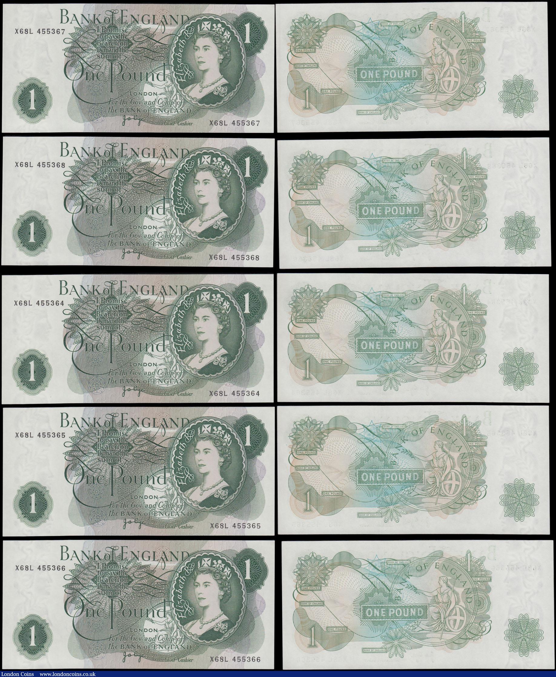 London Coins : A170 : Lot 8 : Bank of England (11) a high grade selection, mostly about UNC - UNC, of 1 Pounds QE2 portrait issues...