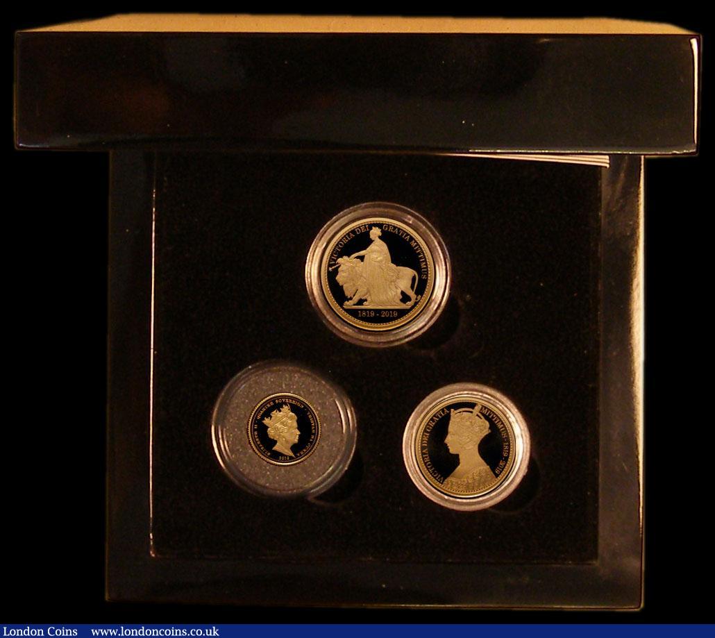 London Coins : A170 : Lot 884 : Tristan da Cunha - Queen Victoria - The Bicentenary Gold Sovereign Set 2019 a 3-coin set in 22 carat...