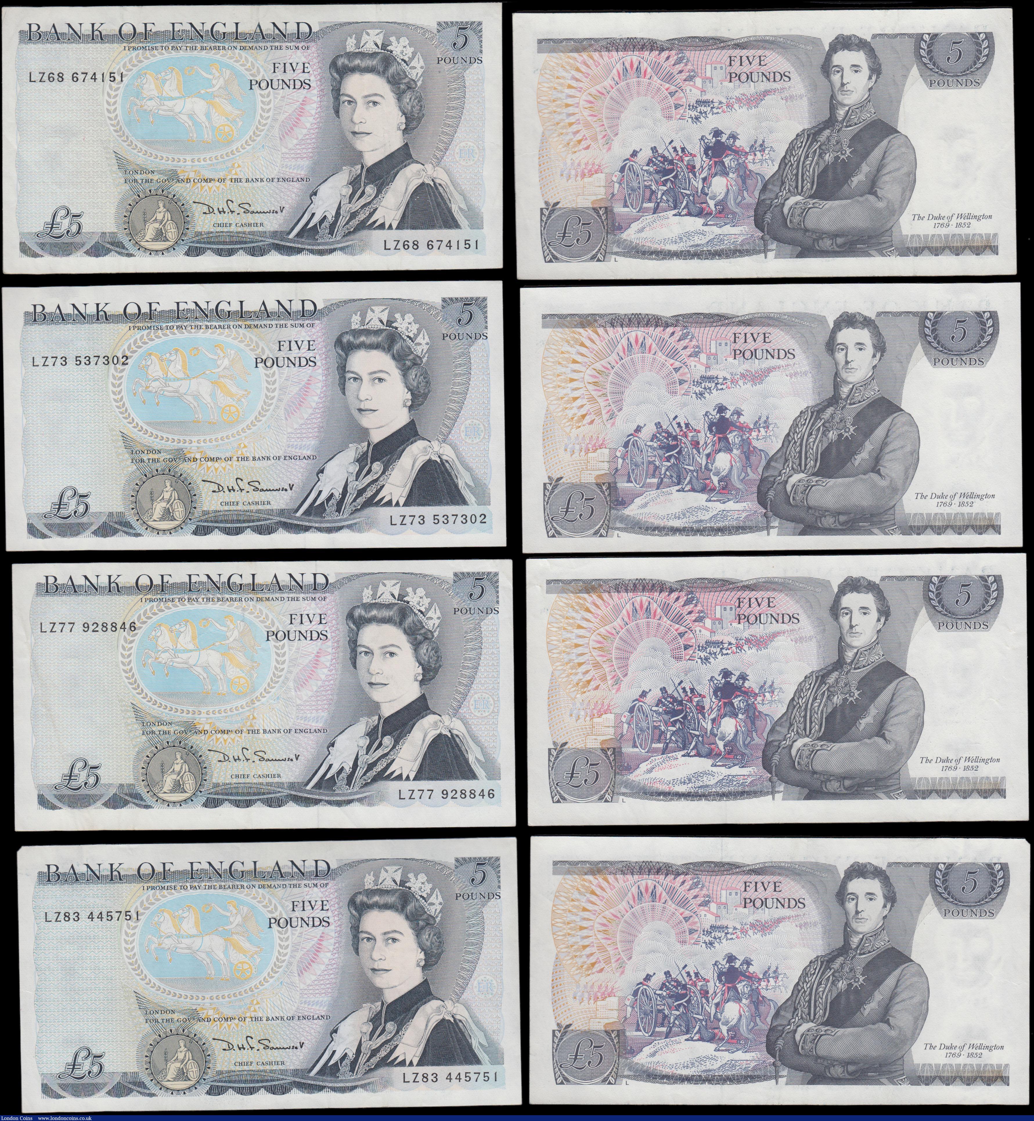 London Coins : A170 : Lot 95 : Five Pounds Somerset QE2 pictorial & The Duke of Wellington B343 L (Lithography) Reverse issues ...