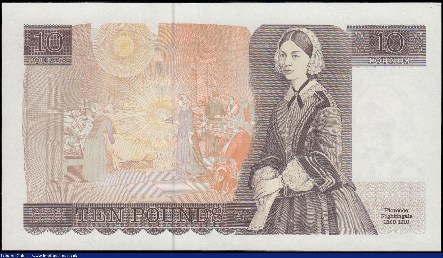 London Coins : A170 : Lot 97 : Ten Pounds Kentfield QE2 pictorial & Florence Nightingale B360 L Reverse issue 1991 FIRST RUN fr...