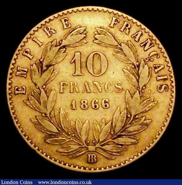 London Coins : A170 : Lot 996 : France 10 Francs Gold 1866BB KM#800.2 About Fine