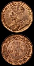 London Coins : A170 : Lot 953 : Canada One Cent 1919 (2) KM#21 both UNC with around 25% lustre, both have all 8 diamonds clear in th...