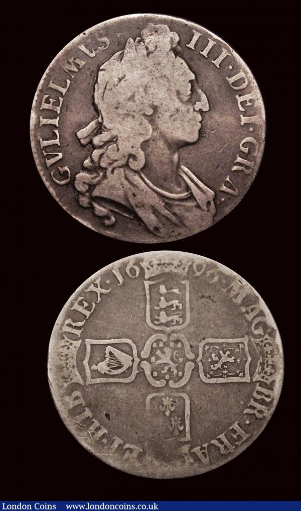 Crowns (2) 1695 SEPTIMO ESC 86, Bull 990 VG with two long thin scratches on the obverse, 1696 OCTAVO ESC 89, Bull 995 VG/NVG : English Coins : Auction 171 : Lot 1334