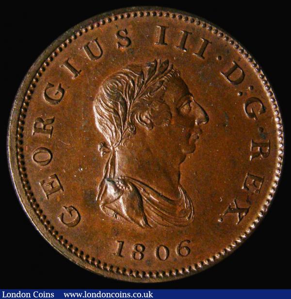 Halfpenny 1806 Peck 1376 chocolate Unc and graded 75 by LCGS : English Coins : Auction 171 : Lot 1569