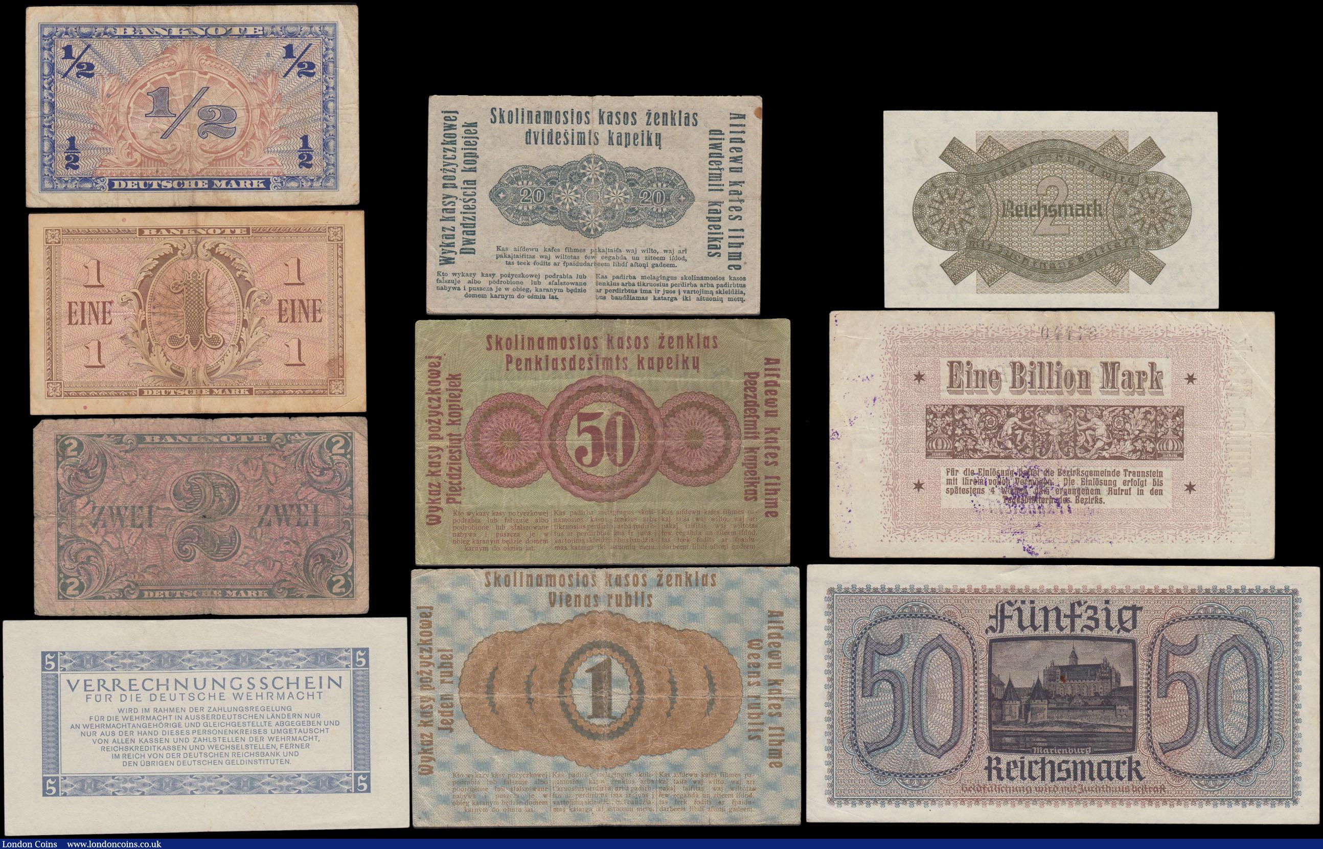 London Coins : A171 : Lot 126 : Germany early to mid 1900's including some Military notes along with Federal Republic issues (1...