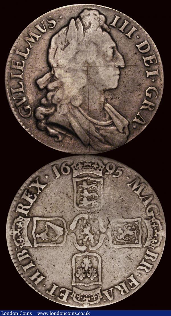 Crowns (2) 1695 SEPTIMO ESC 86, Bull 990 VG with two long thin scratches on the obverse, 1696 OCTAVO ESC 89, Bull 995 VG/NVG : English Coins : Auction 171 : Lot 1334