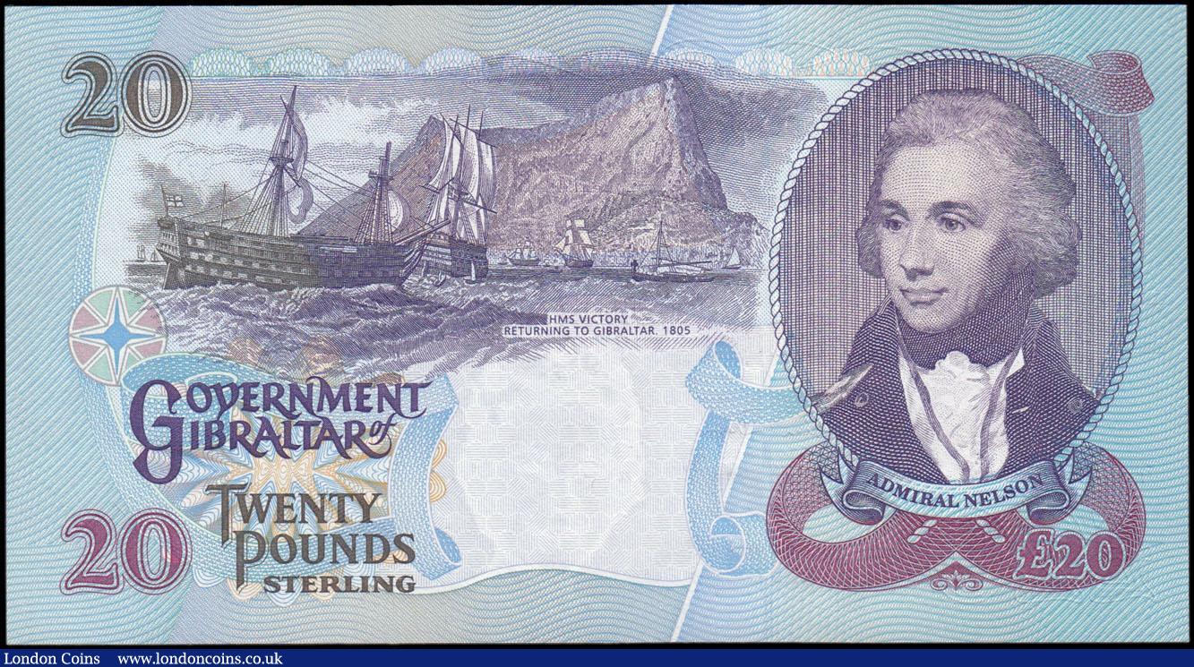 London Coins : A171 : Lot 138 : Gibraltar Government 20 Pounds Pick 27a dated 1st July 1995 serial number AA 460230, crisp gem UNC