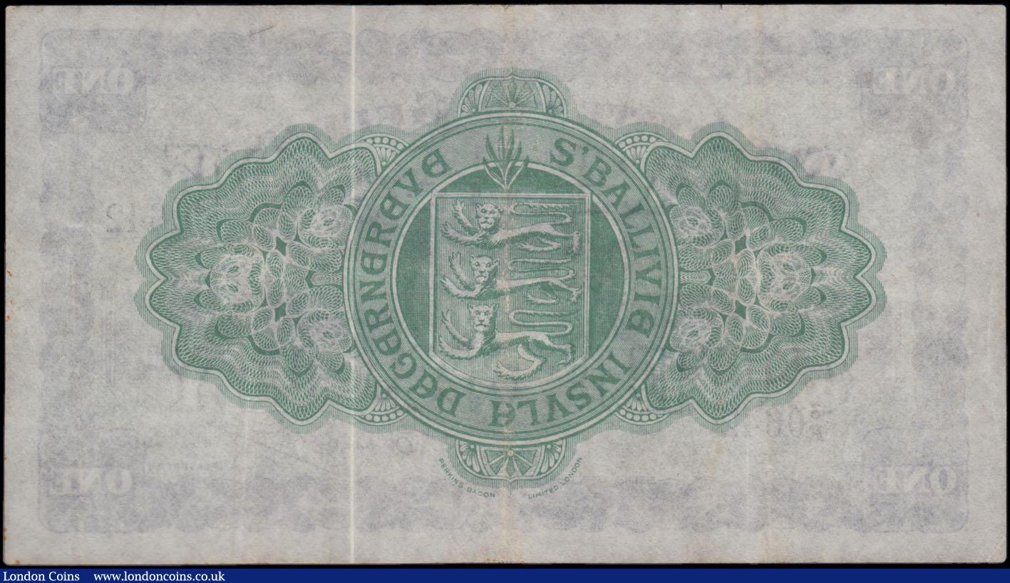 London Coins : A171 : Lot 147 : Guernsey 1 Pound Pick 43a (BY GU33a) and first date of issue 1st August 1945 serial number 3/E 0642 ...