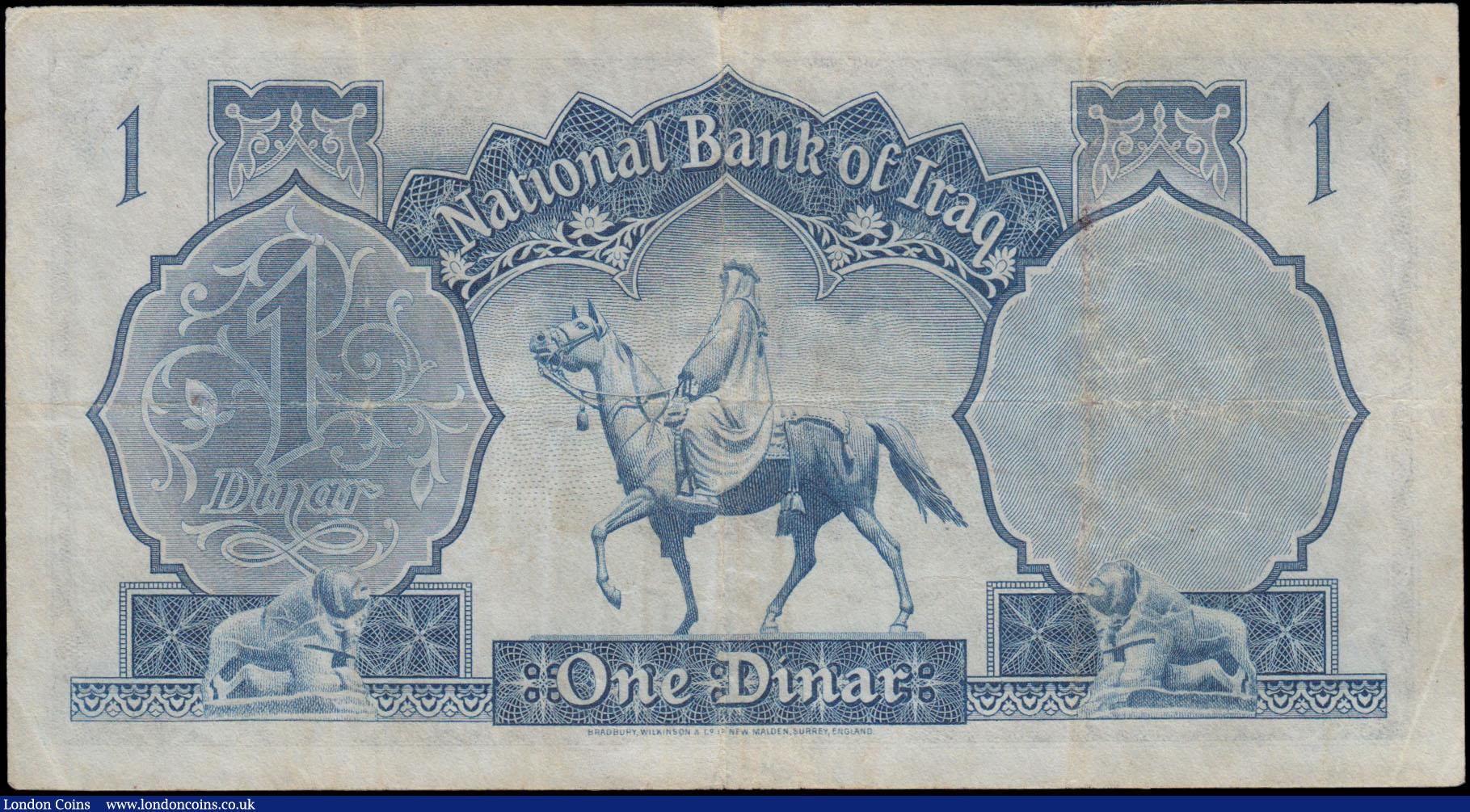 London Coins : A171 : Lot 151 : Iraq National Bank Sixth issue 1 Dinar Pick 34 Law of 1947 (1953) signature Abdul Ilah Hafiudh seria...
