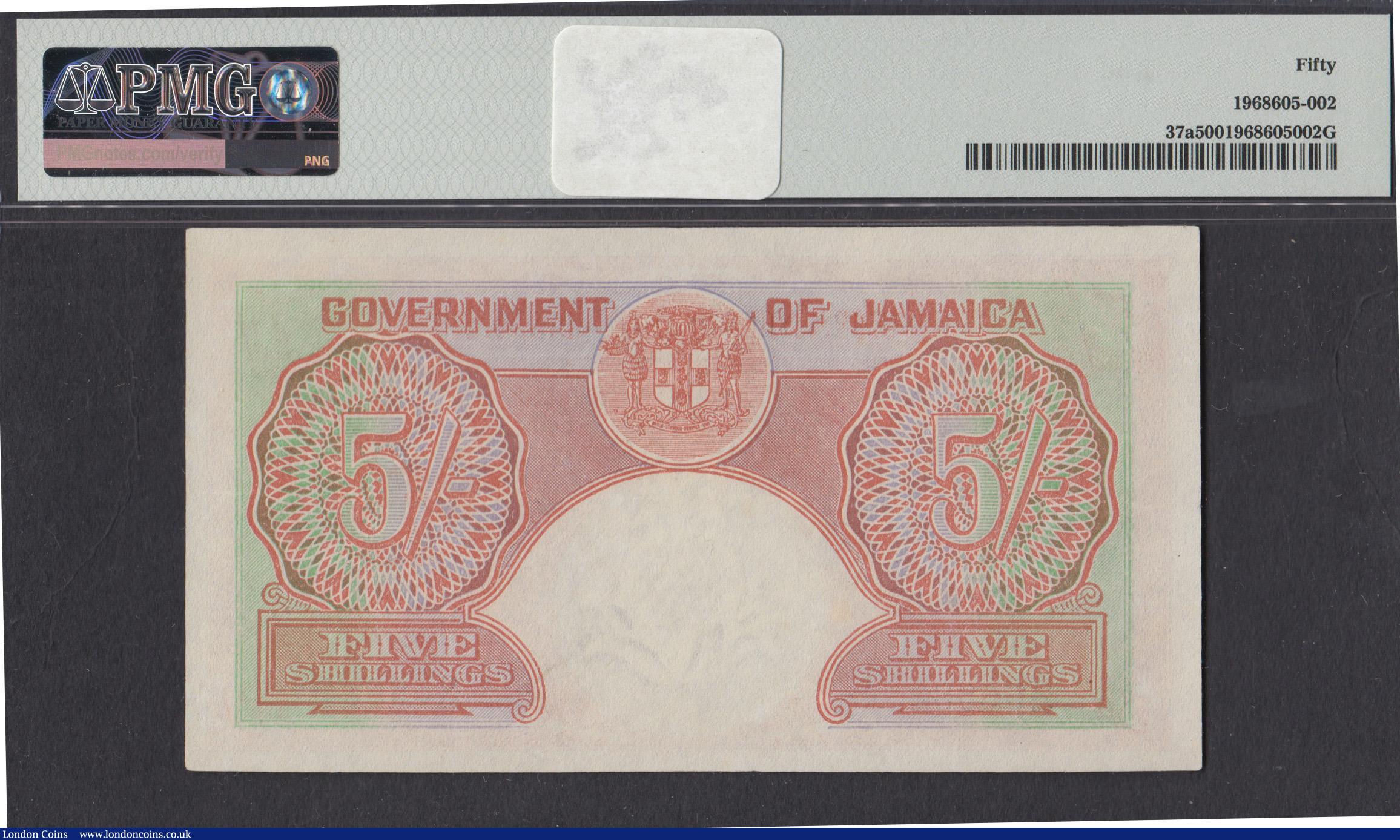 London Coins : A171 : Lot 161 : Jamaica Government 5 Shillings George VI portrait issue Pick 37a dated 1st November 1940 and a very ...