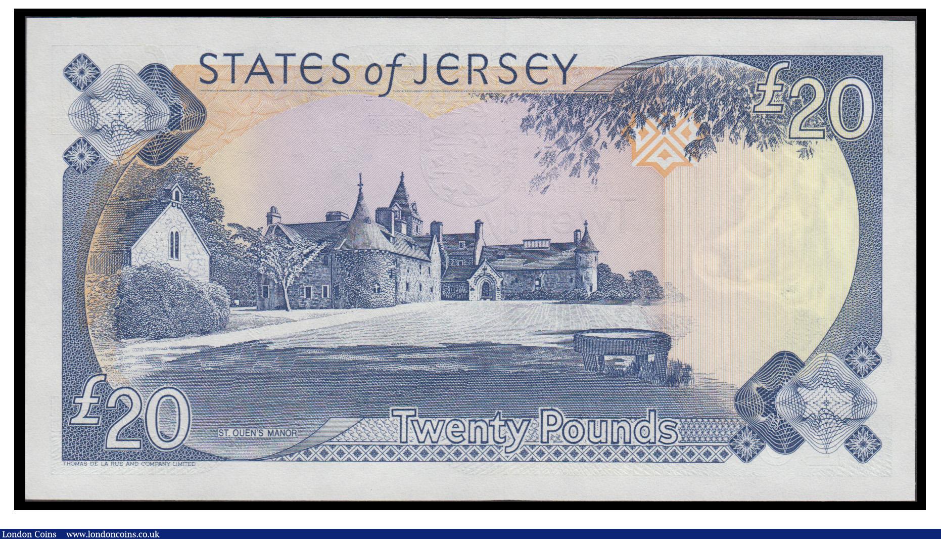 London Coins : A171 : Lot 170 : Jersey 20 Pounds Pick 23a (BY JE43a) ND 1993 signature George Baird and first prefix for this signat...