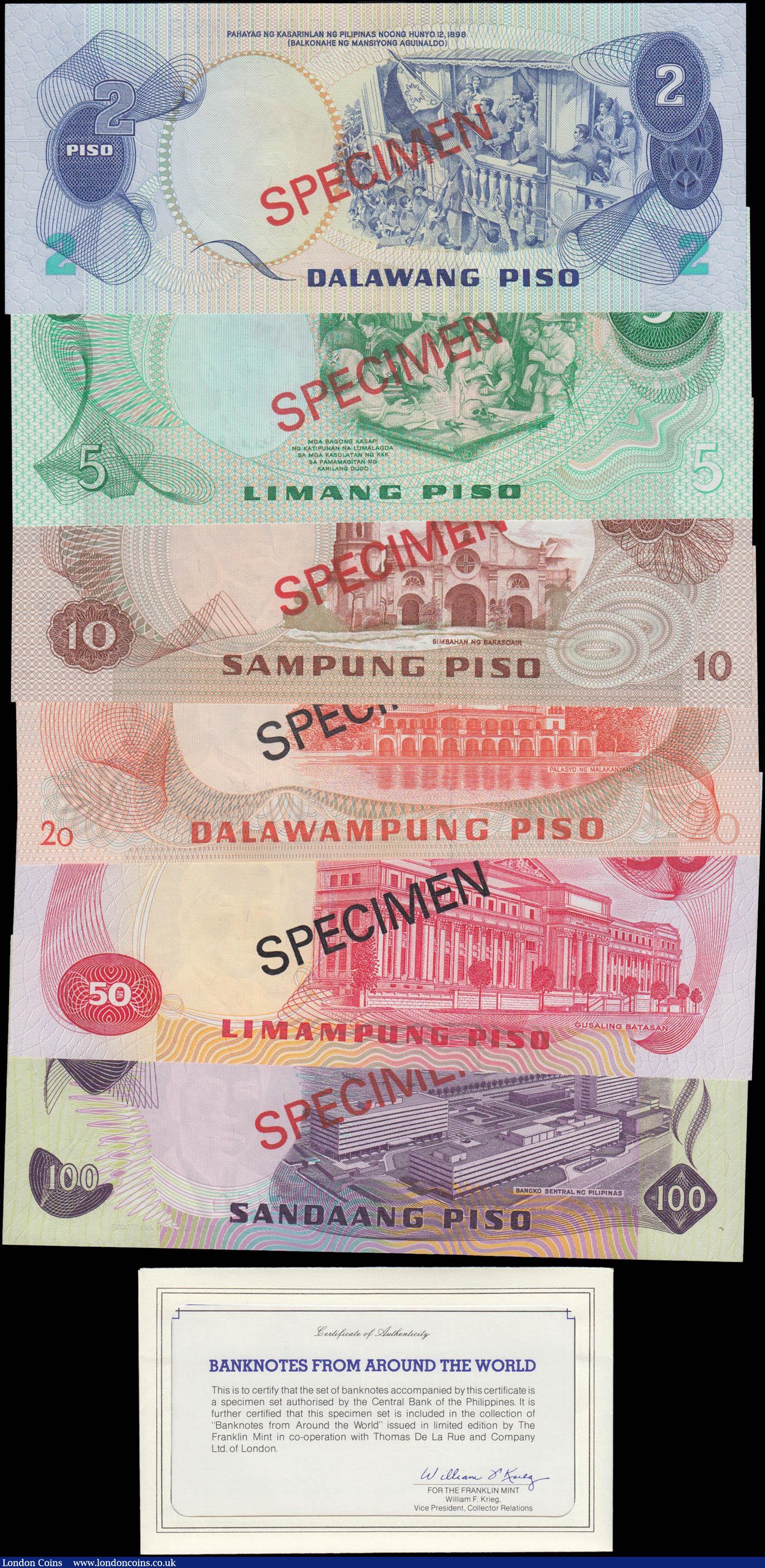 London Coins : A171 : Lot 203 : Philippines Bangkok Central Franklin Mint Collectors Set Pick CS1 of 6 notes - 2, 5, 10, 20, 50 and ...