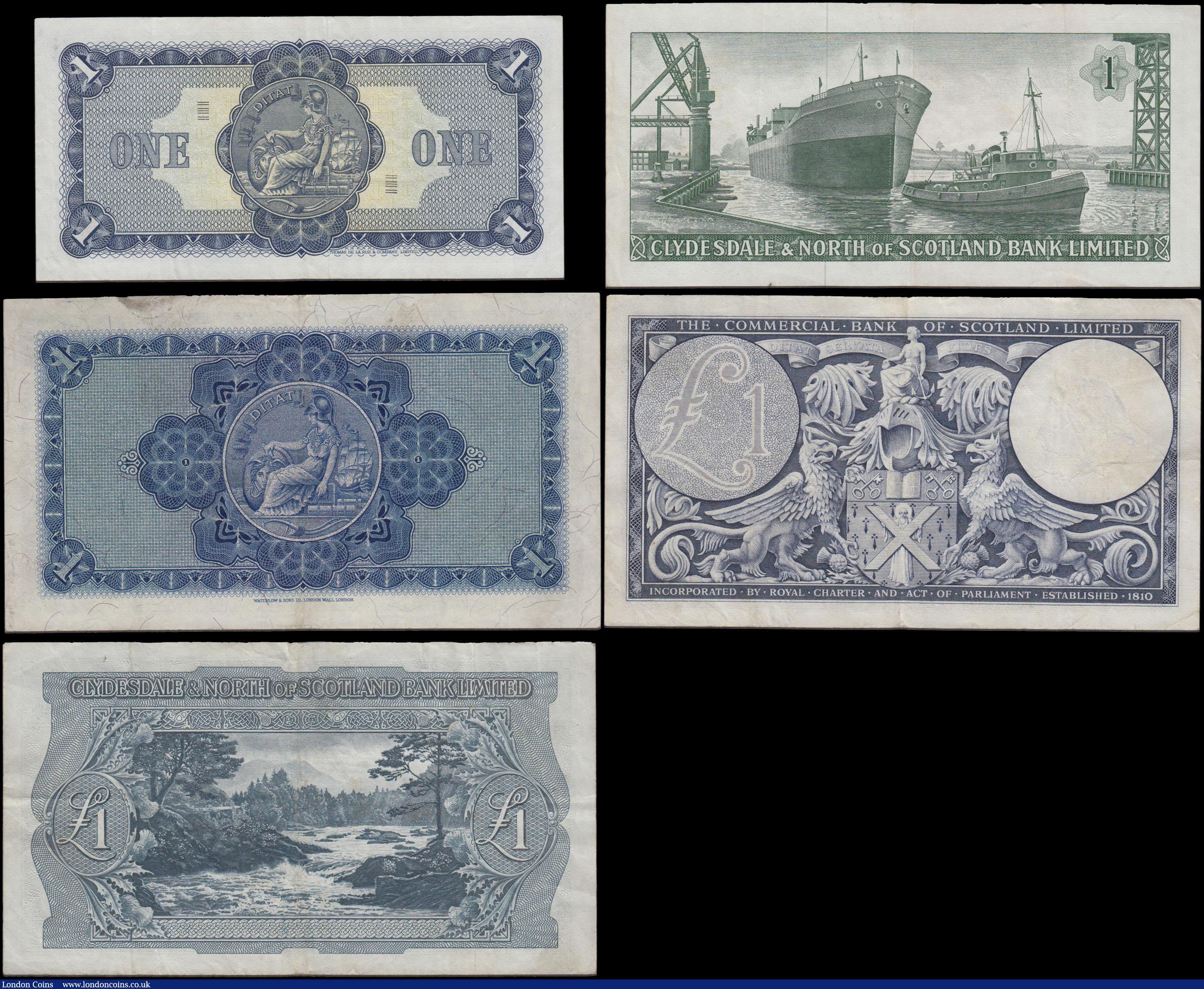 London Coins : A171 : Lot 214 : Scotland 1 Pounds (5) various examples from different issuers all in VF-GVF. Comprising British Line...