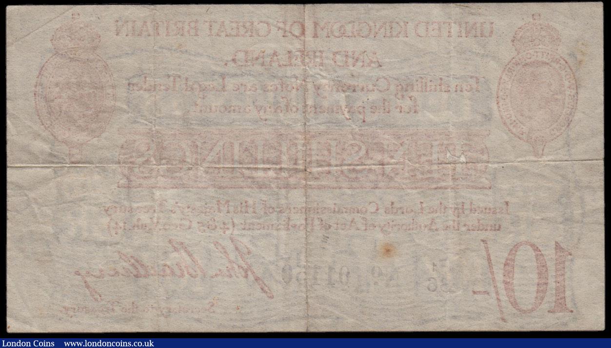 London Coins : A171 : Lot 31 : Ten Shillings Bradbury T12.2 Type 2 with the prefix accompanied by a small number 1 issue 1915 seria...