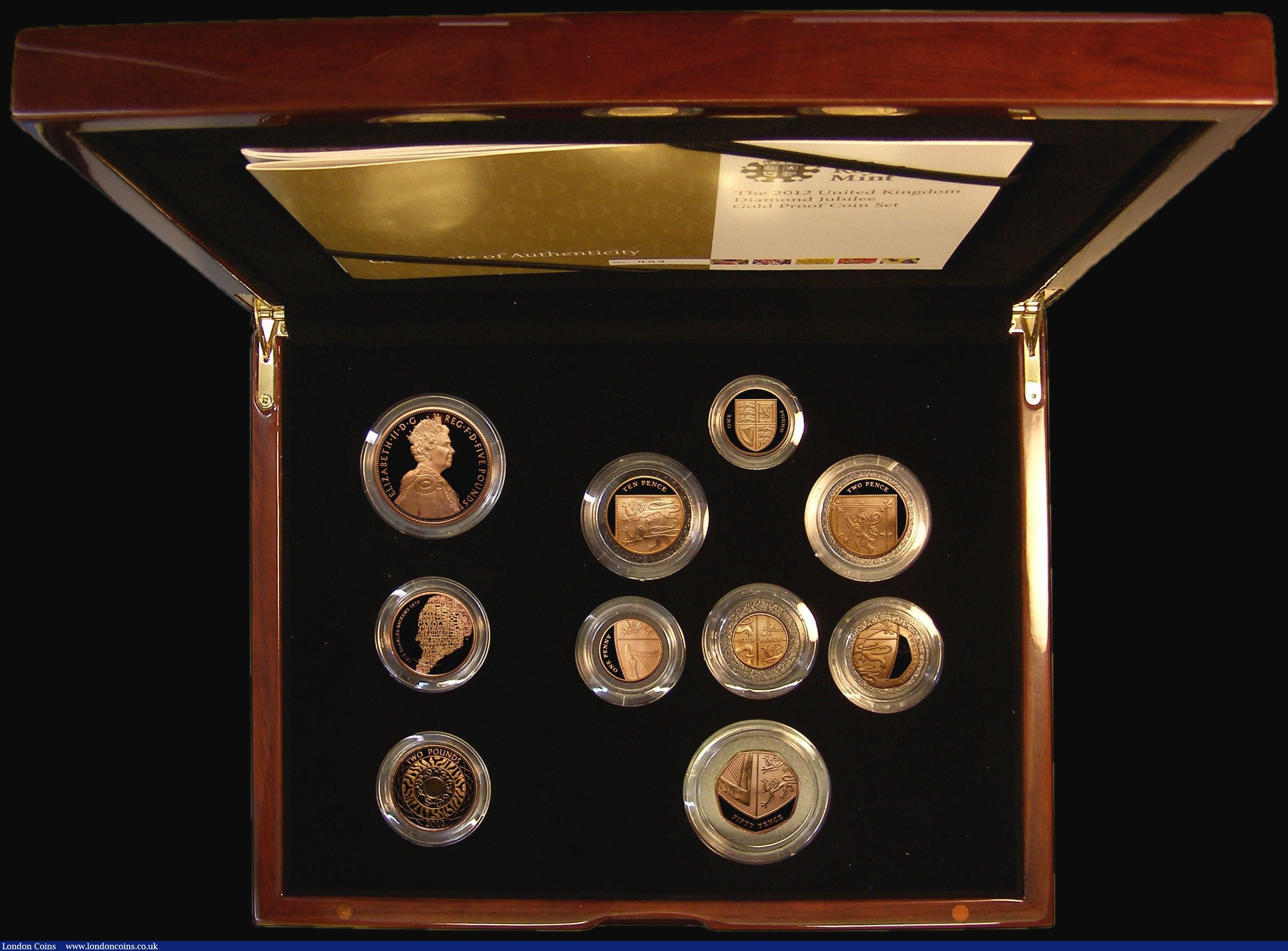 London Coins : A171 : Lot 359 : Proof Set 2012 The United Kingdom Diamond Jubilee Gold Proof Coin Set, 10-coin set with all coins in...
